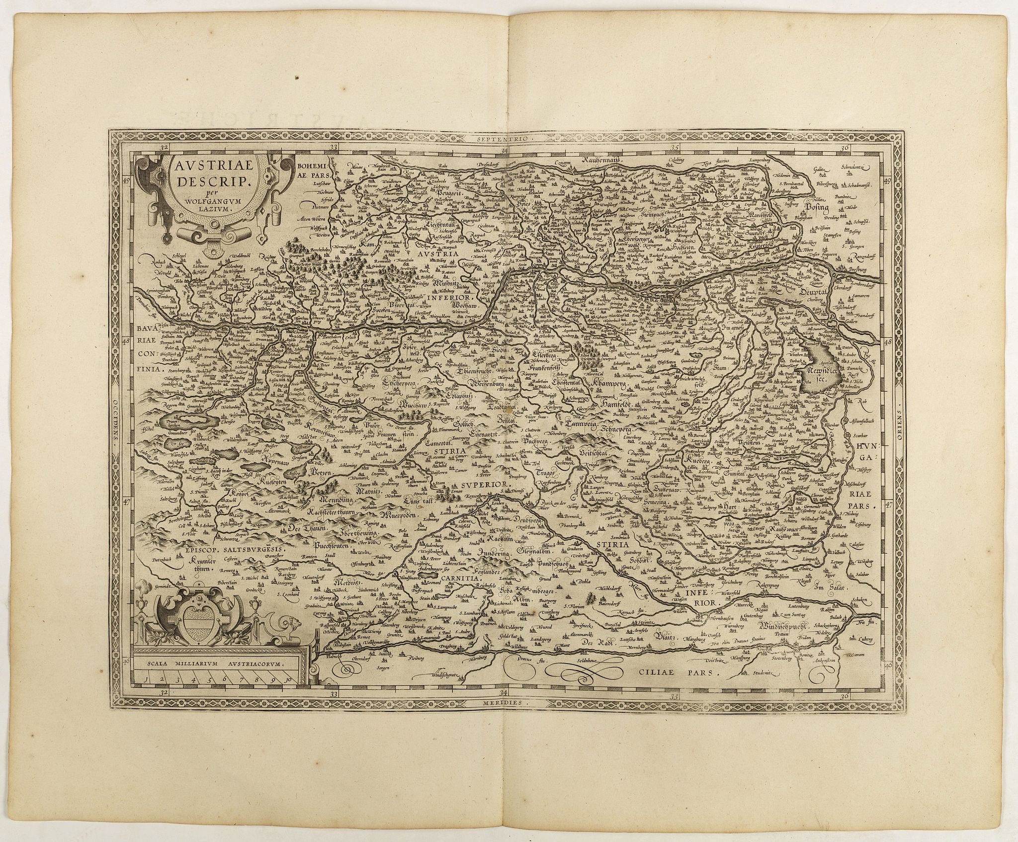 ORTELIUS, A., Austriae Descrip. Par Wolfganum Lazium., antique map, old maps