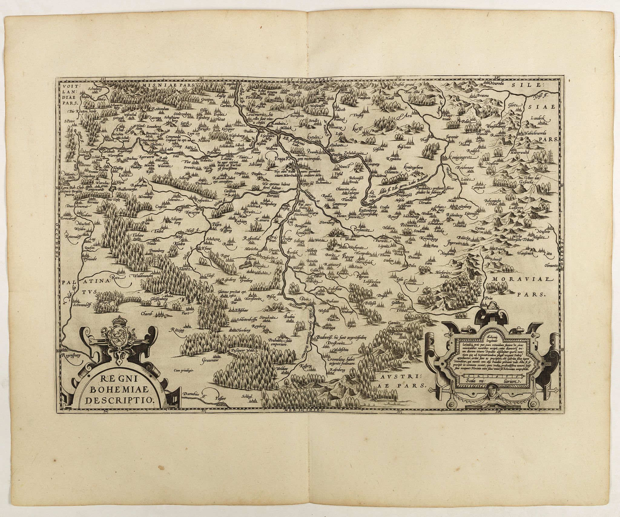 ORTELIUS, A., Regni Bohemiae descriptio., antique map, old maps