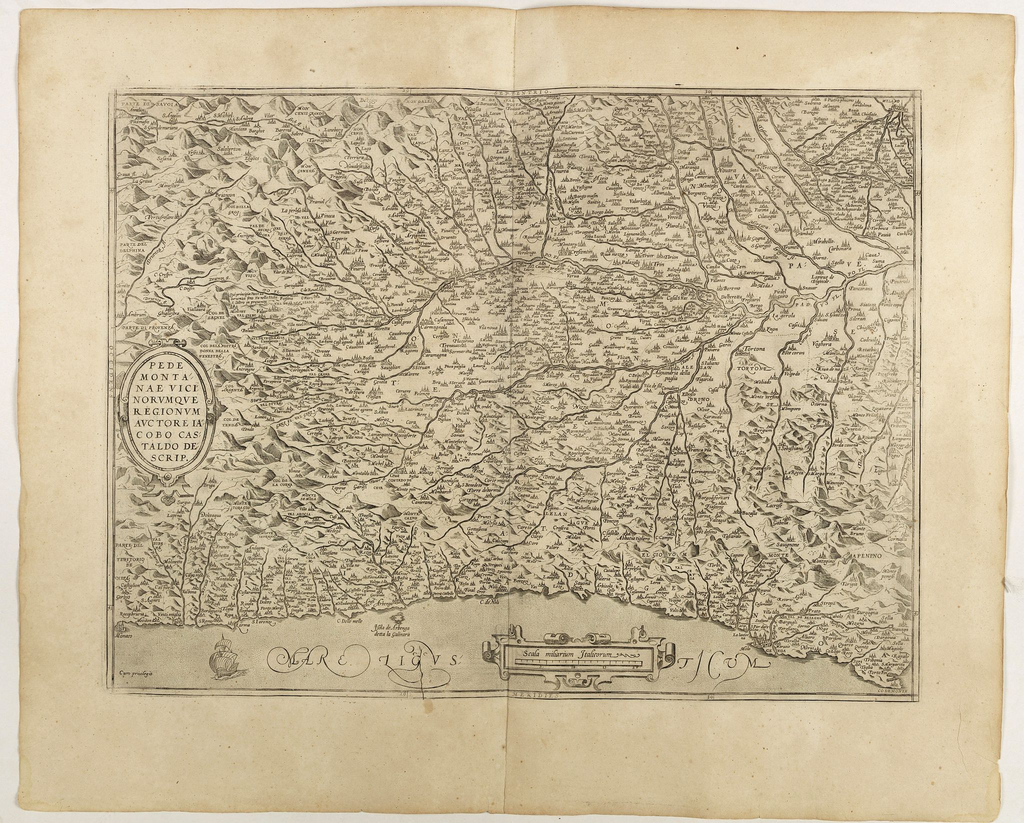 ORTELIUS, A., Pedemontanae vicinorumque…, antique map, old maps