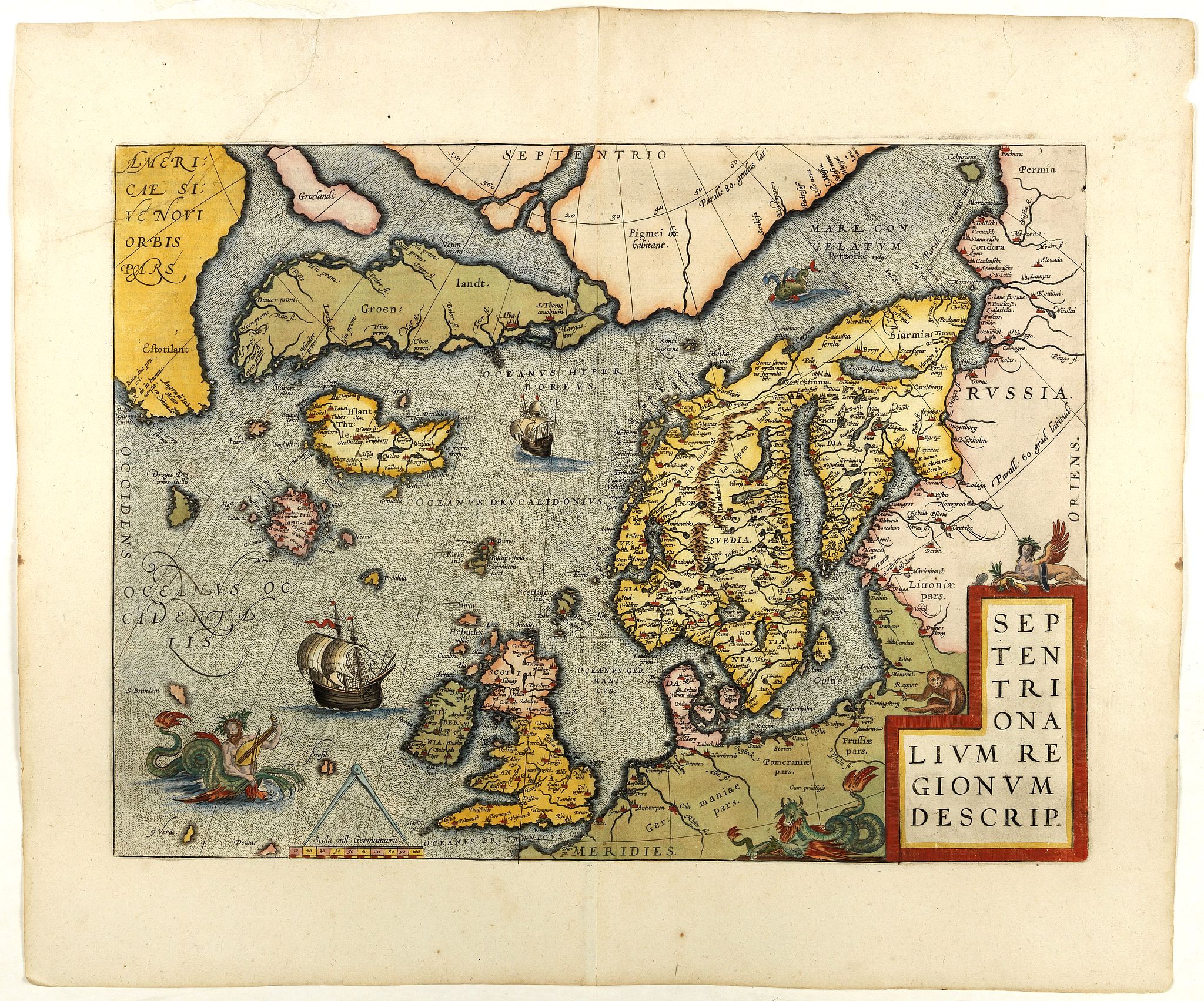 ORTELIUS, A., Septentrionalium Regionum Descrip., antique map, old maps