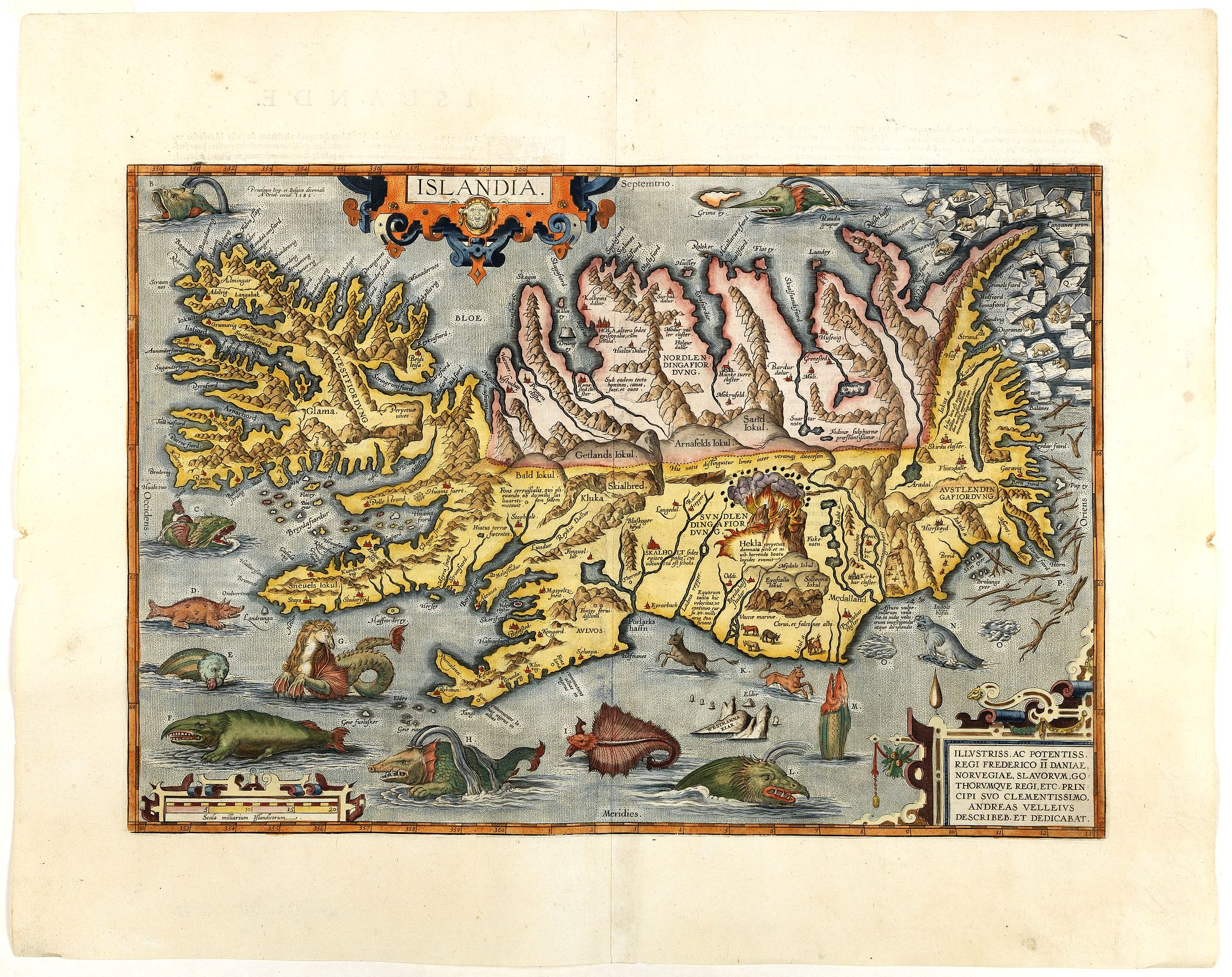 ORTELIUS, A., Islandia., antique map, old maps
