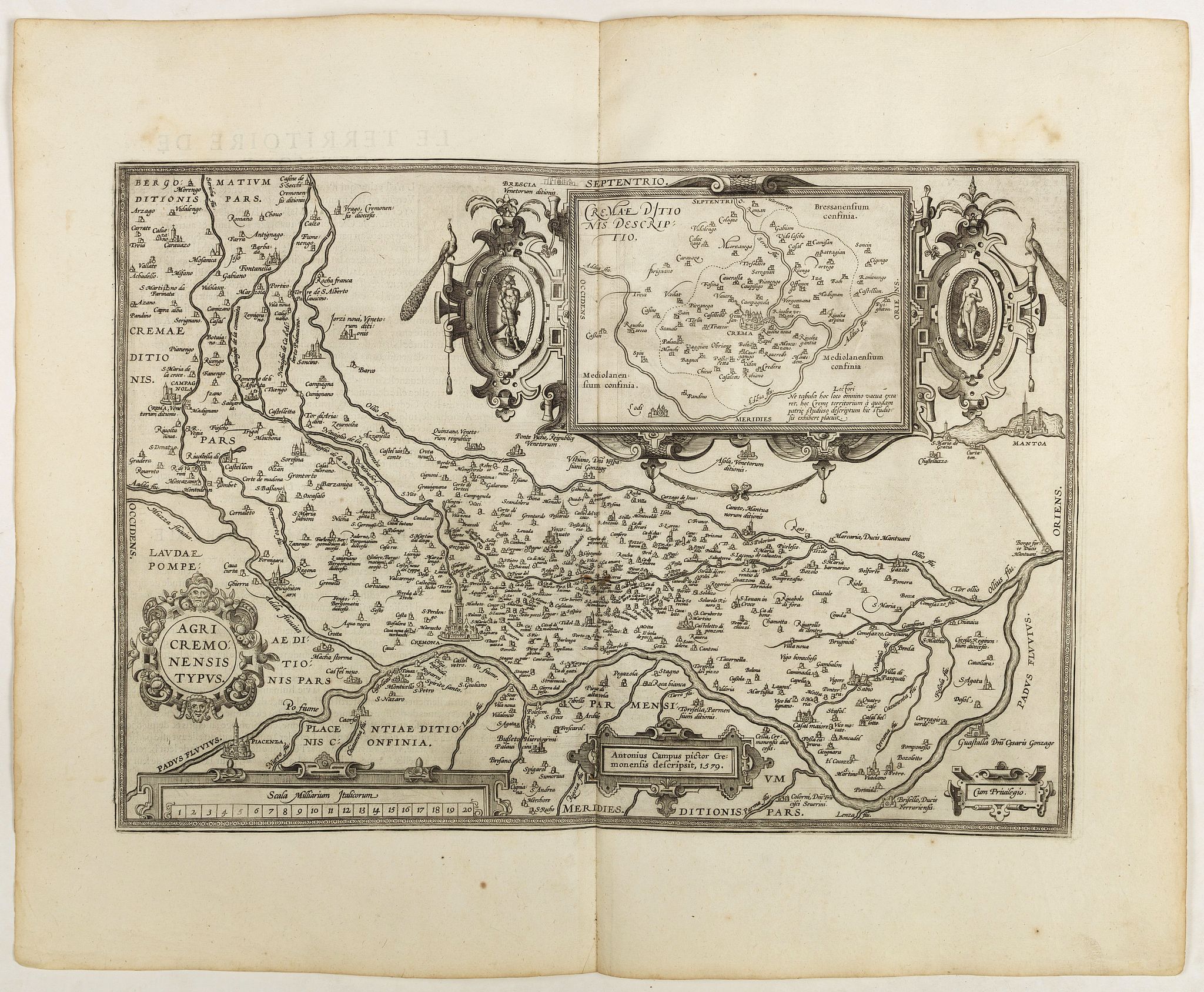 ORTELIUS, A., Agricremonensis Typus, antique map, old maps