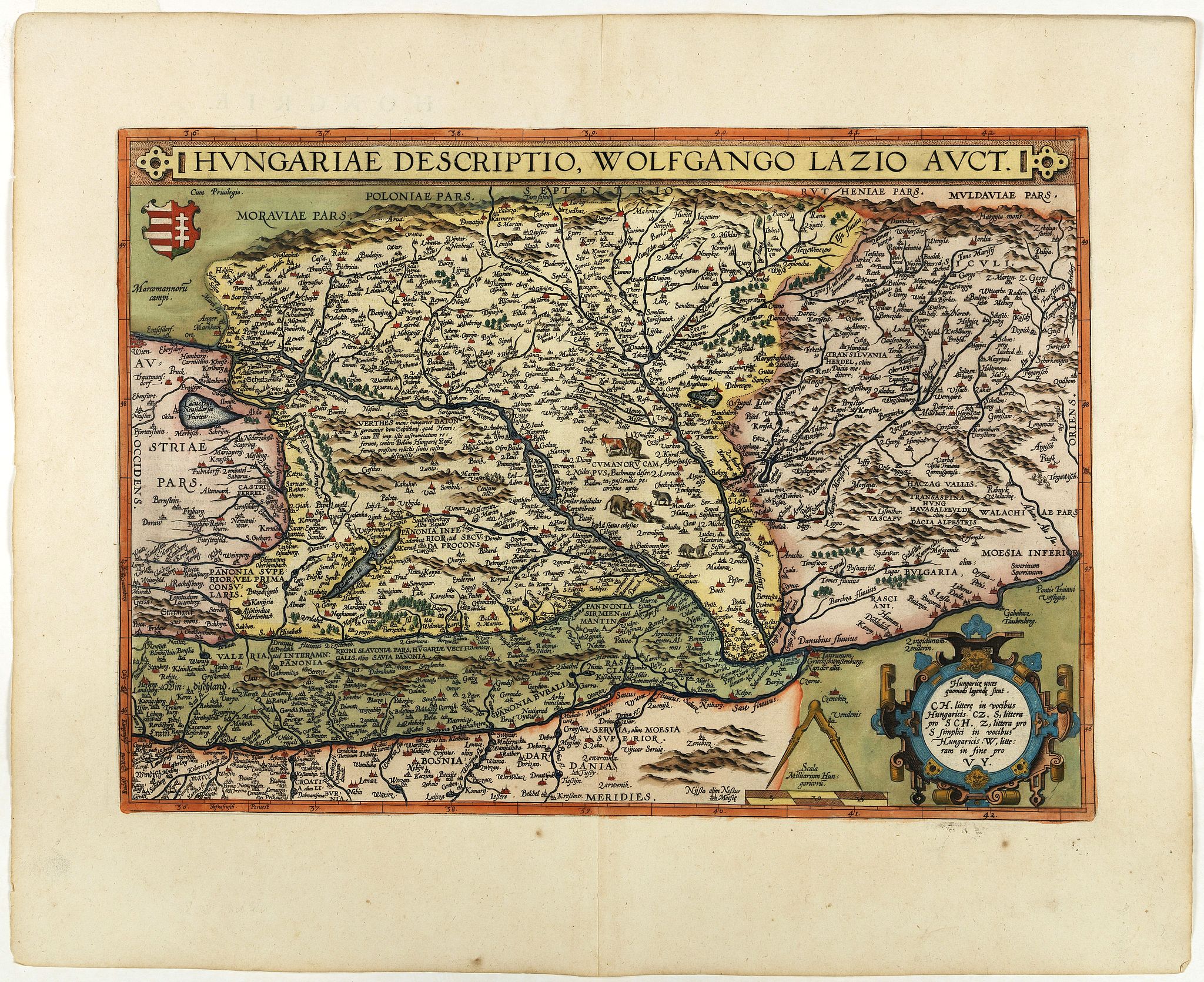 ORTELIUS, A., Hungariae Descriptio .., antique map, old maps