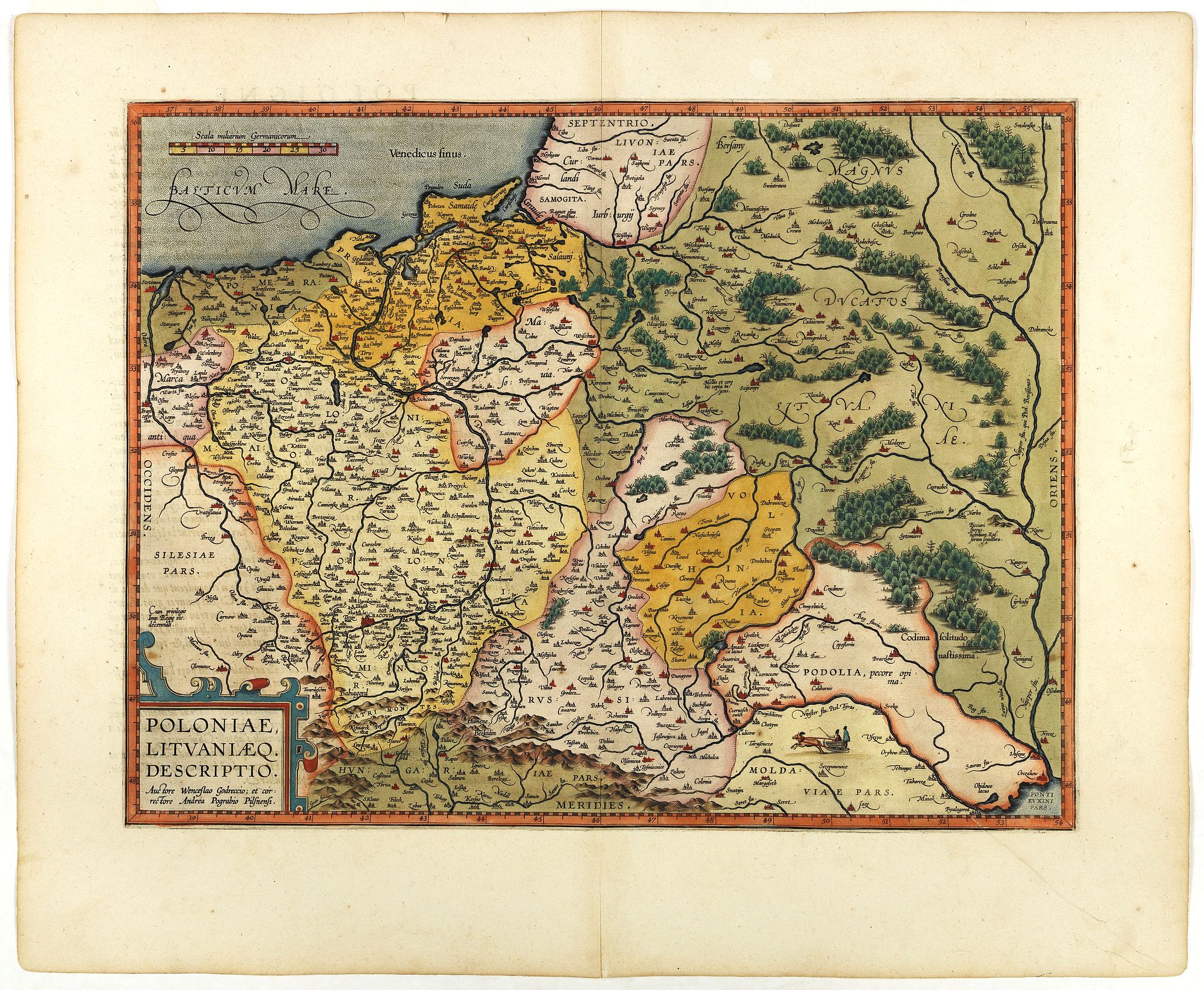 ORTELIUS, A., Poloniae, Lituaniaeq descriptio., antique map, old maps