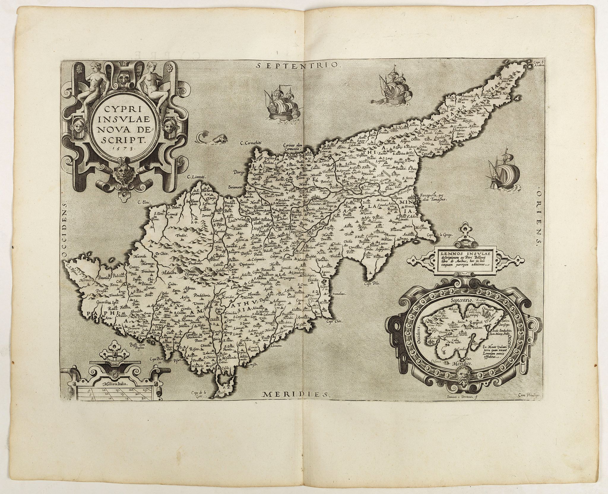 ORTELIUS, A., Cypri Insulae Nova descript. 1573., antique map, old maps