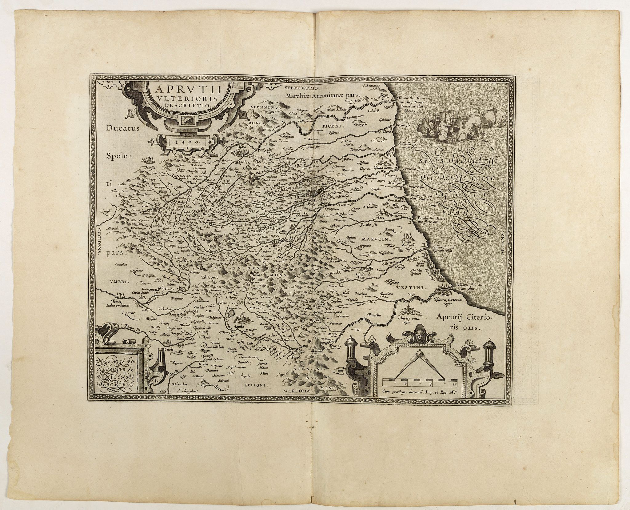 ORTELIUS,A., Aprutii Ulterioris Descriptio., antique map, old maps