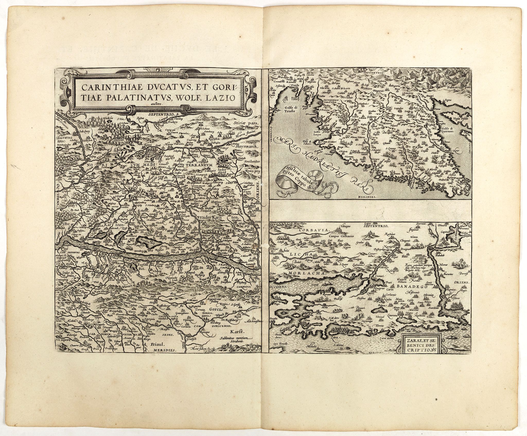 ORTELIUS, A., Carinthiae et Goritiae .. / Histria / Zarae / Serebenici. . ., antique map, old maps