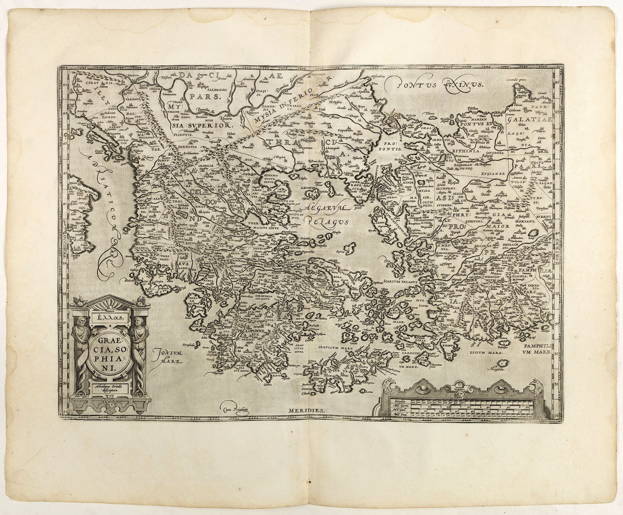 ORTELIUS, A., Graeciae Sophiani., antique map, old maps