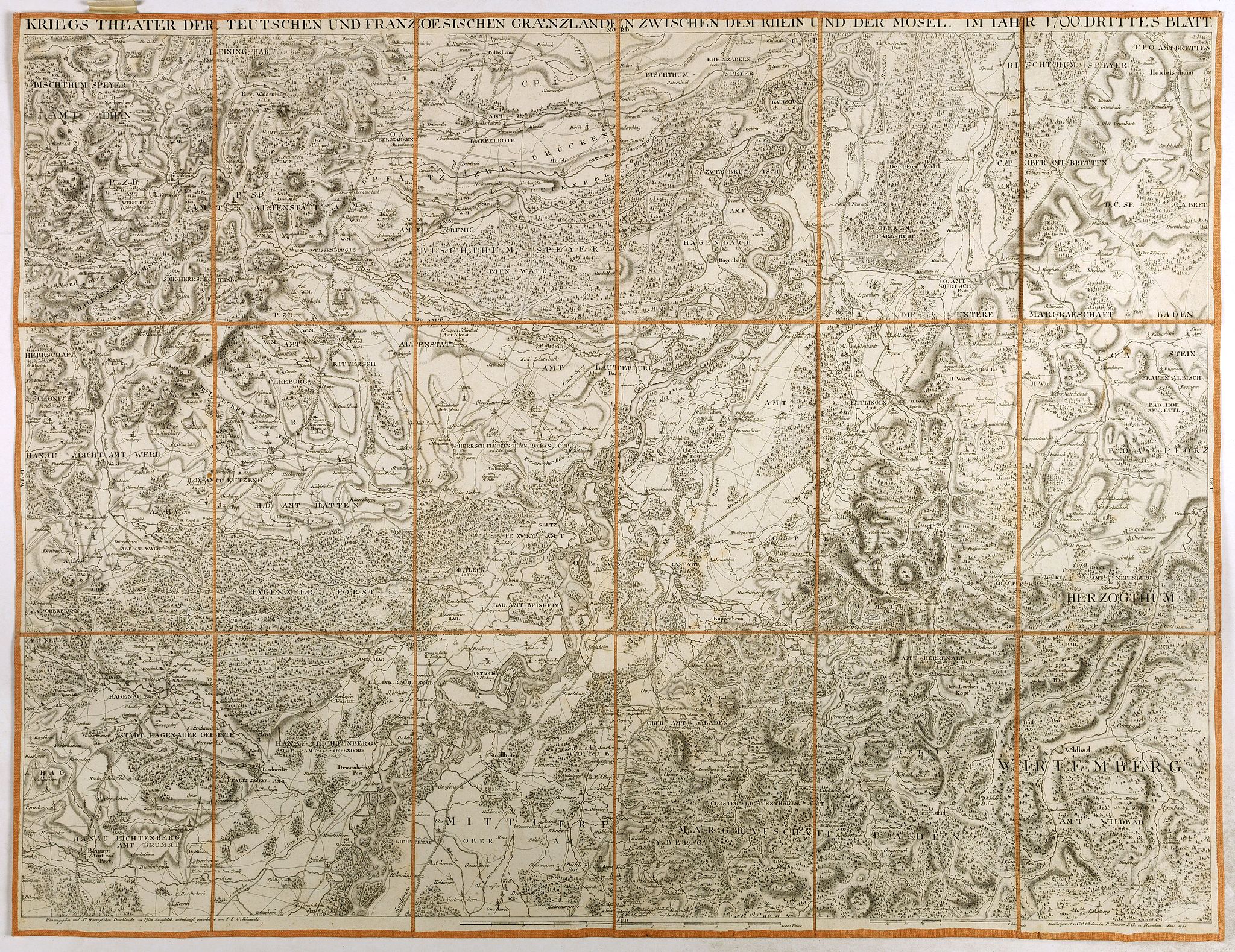 DEWARAT, O., Kriegs Theater der teutschen und franzoesischen Graenzlanden swischen dem Rhein und der Mosel, im Jahr 1796 : drittes Blatt., antique map, old maps