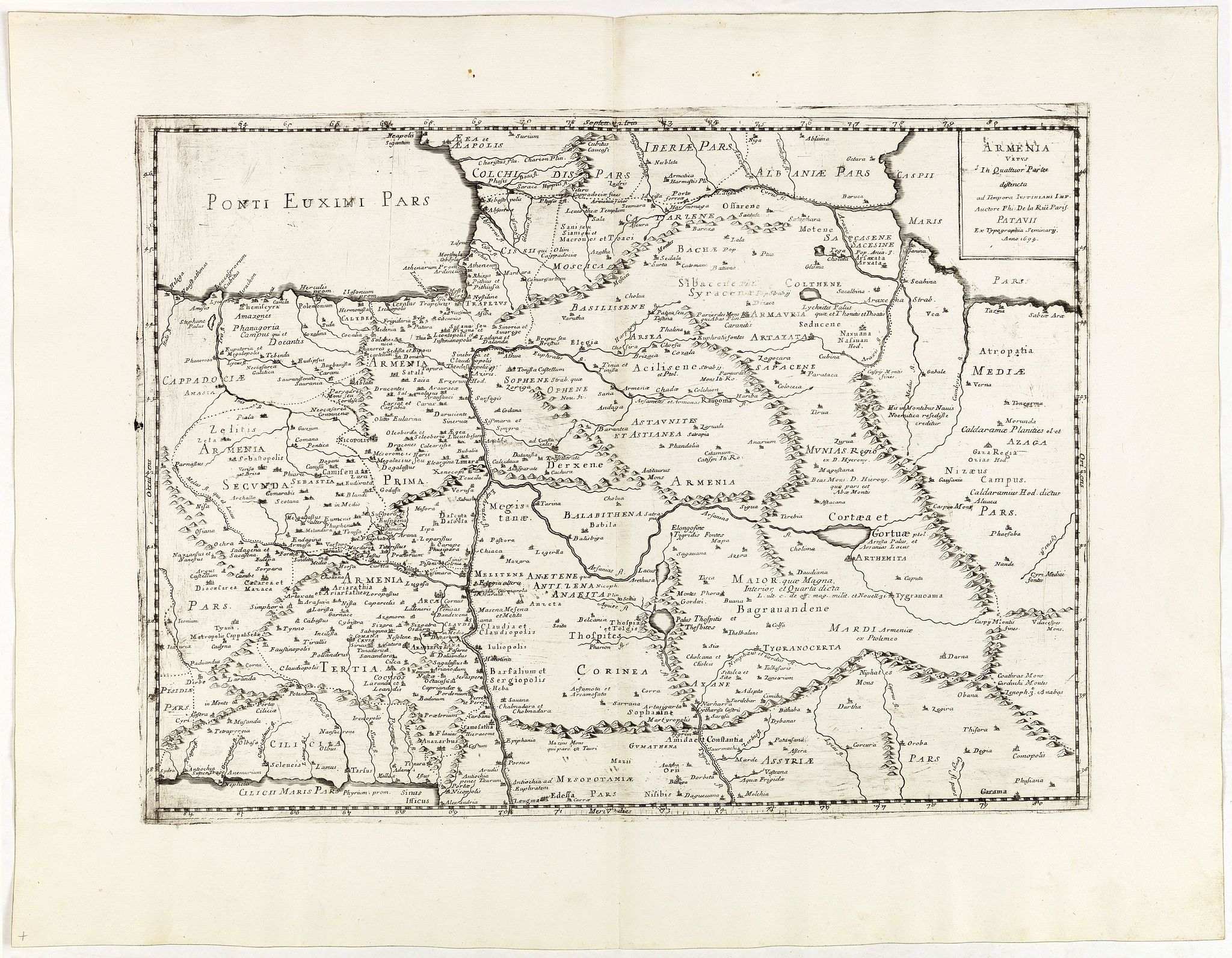 DE LA RUE, P., Armenia Vetus In Quatuor Partes.., antique map, old maps