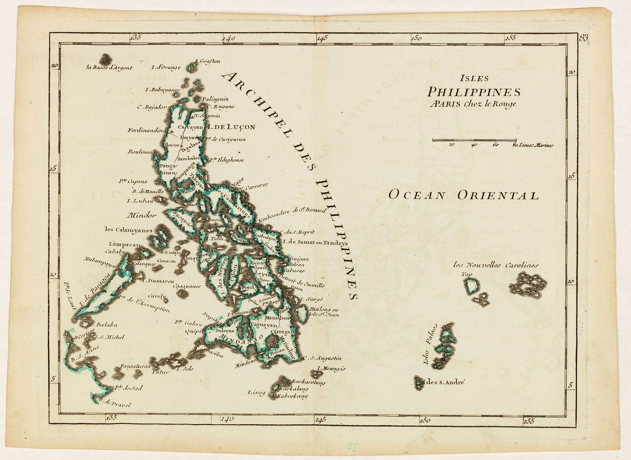 LE ROUGE, G.L., Isles Philippines., antique map, old maps