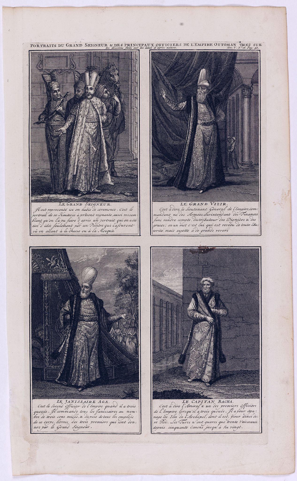 CHATELAIN, H., Portraits du Grand Seigneur et des Principaux Officiers de l'Empire Ottoman. . ., antique map, old maps