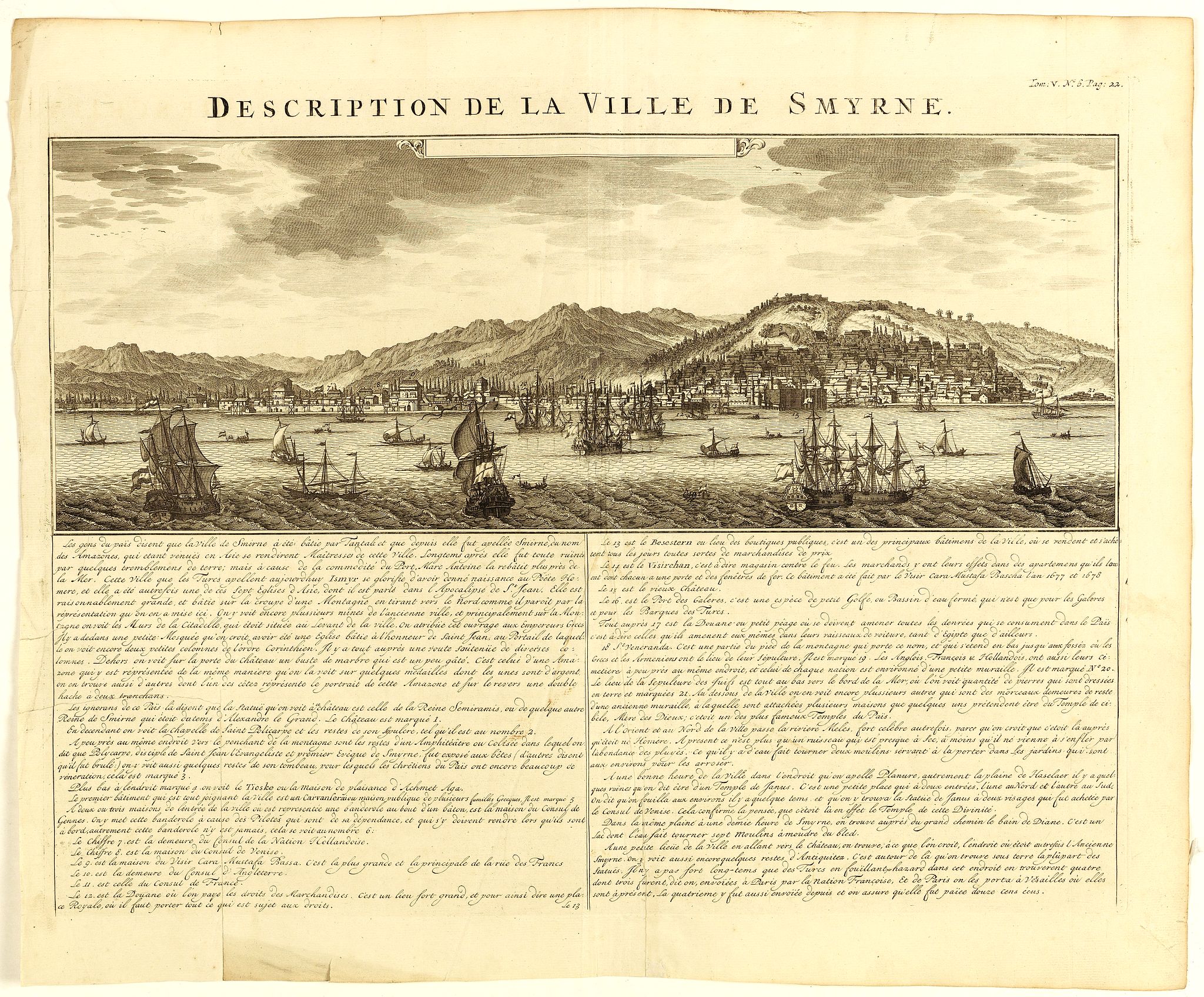 CHATELAIN, H., Description de la Ville de Smyrne., antique map, old maps