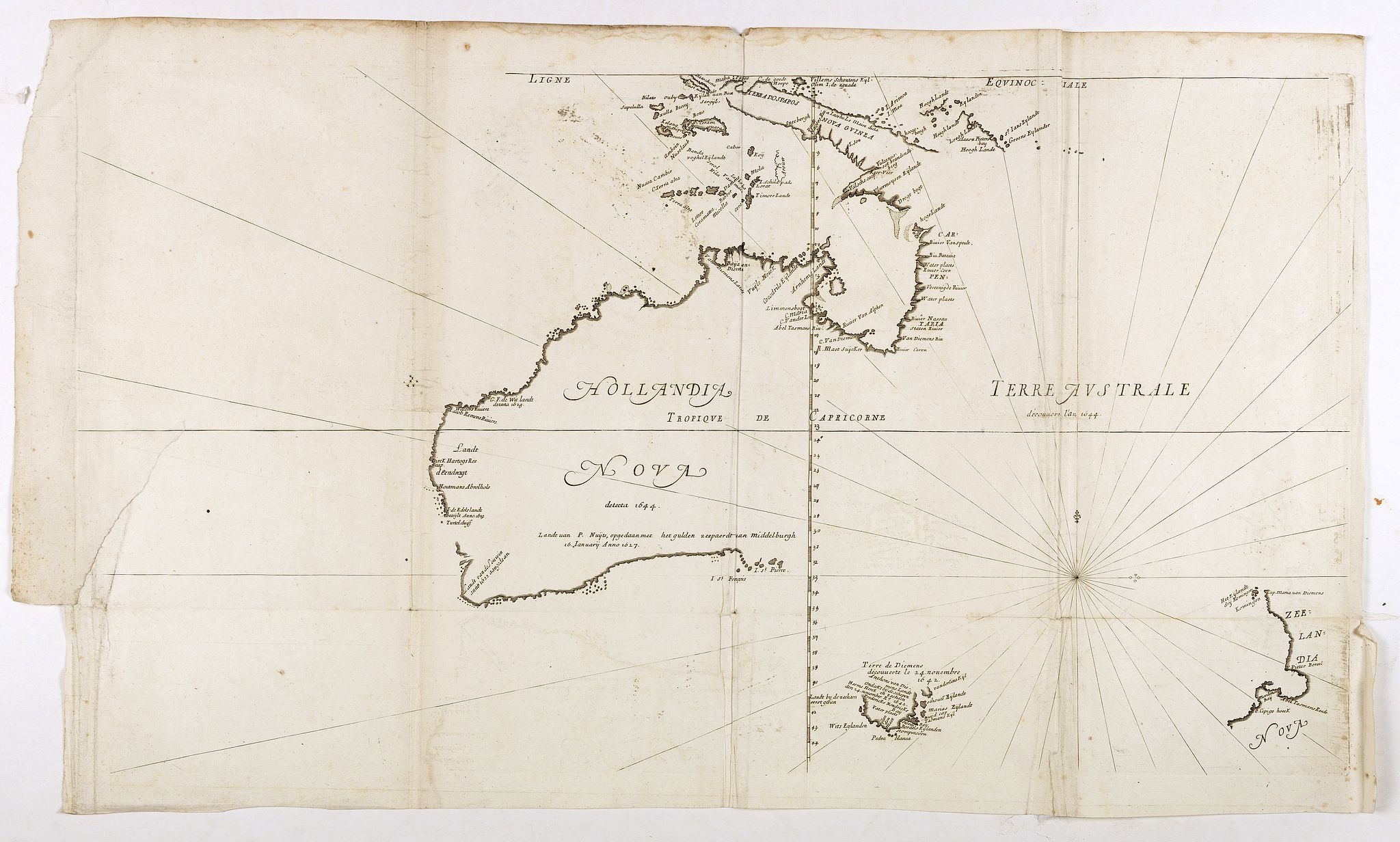 THEVENOT, M., Hollandia Nova detecta 1644 , Terre Australe decouuerte l'an 1644., antique map, old maps