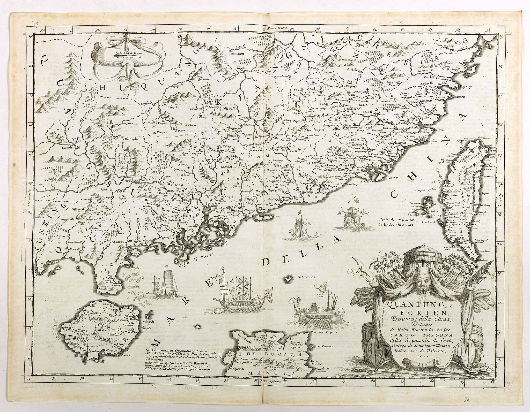 CORONELLI, V.M., Quantung, e Fokien, Provincie della China. . ., antique map, old maps
