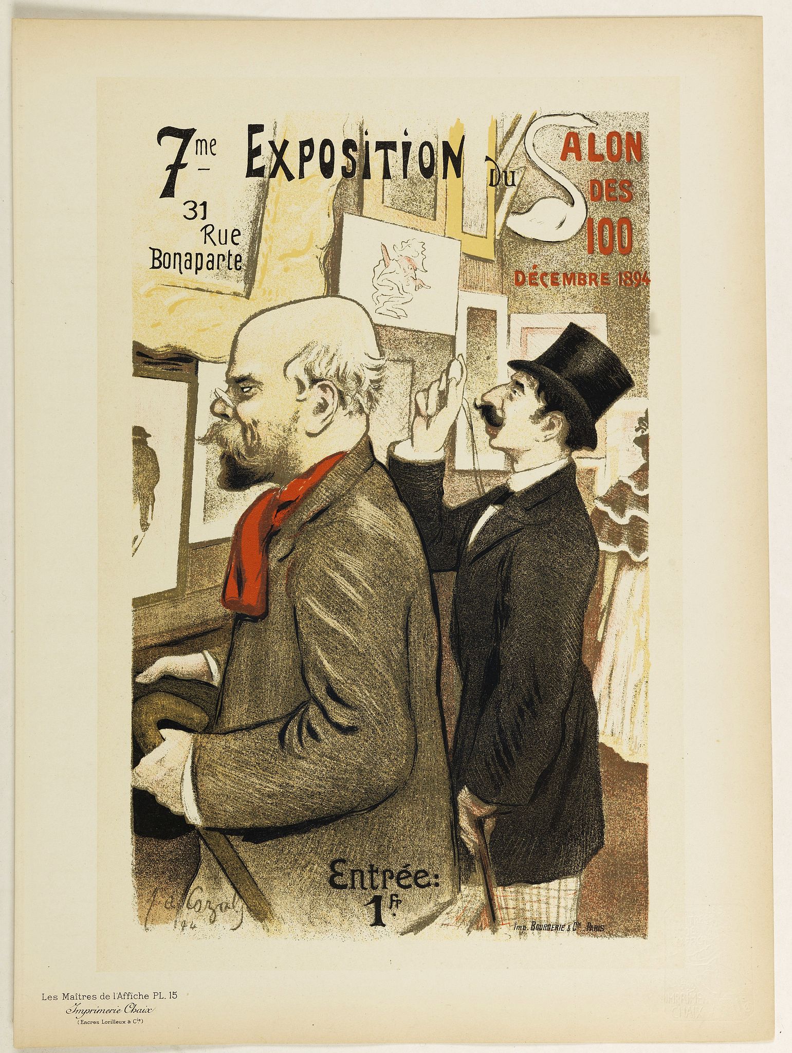 LES MAITRES DE L'AFFICHE, 7eme Exposition du Salon des 100., antique map, old maps
