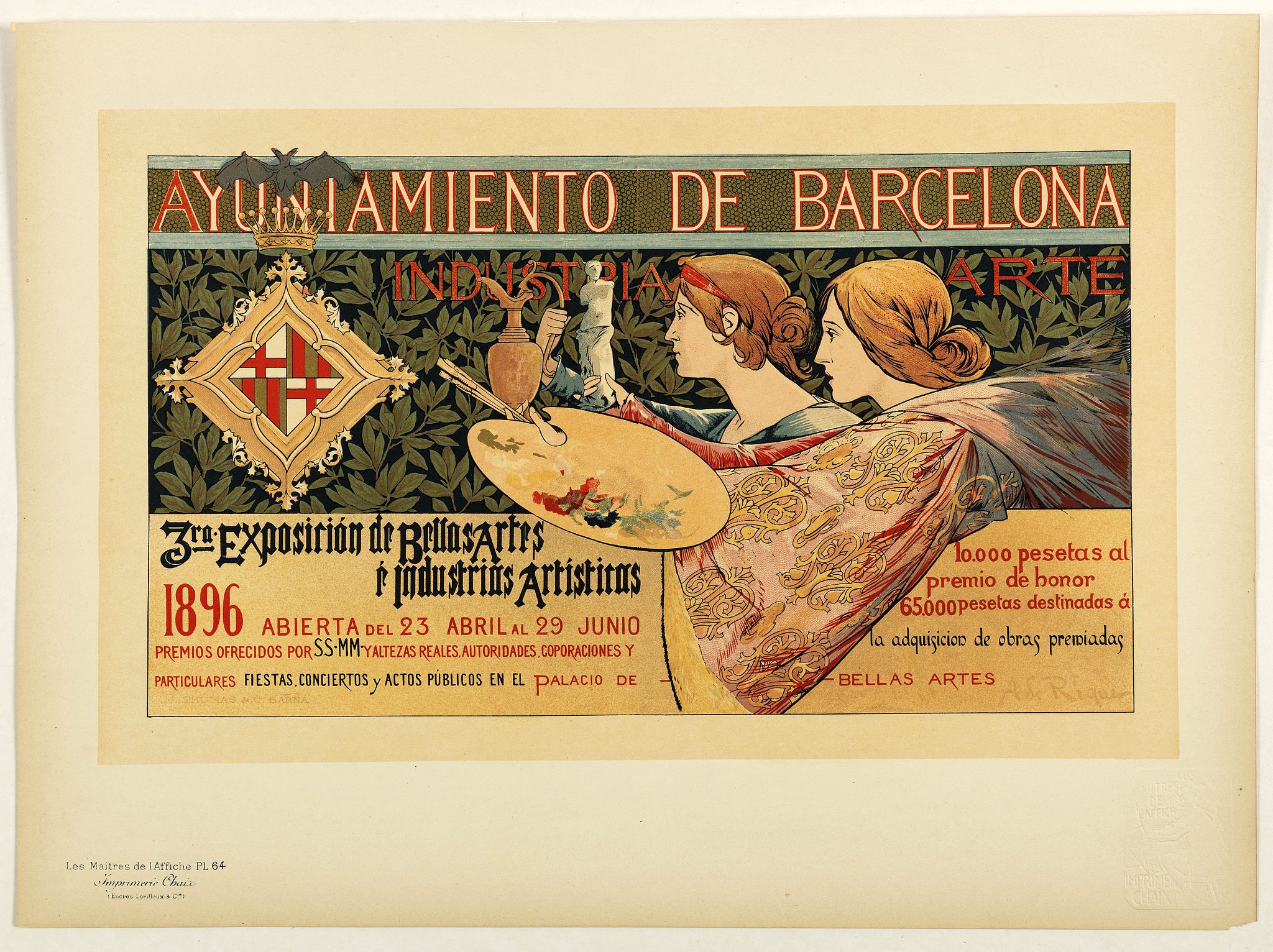 LES MAITRES DE L'AFFICHE, Ayuniamiento de Barcelona . . ., antique map, old maps