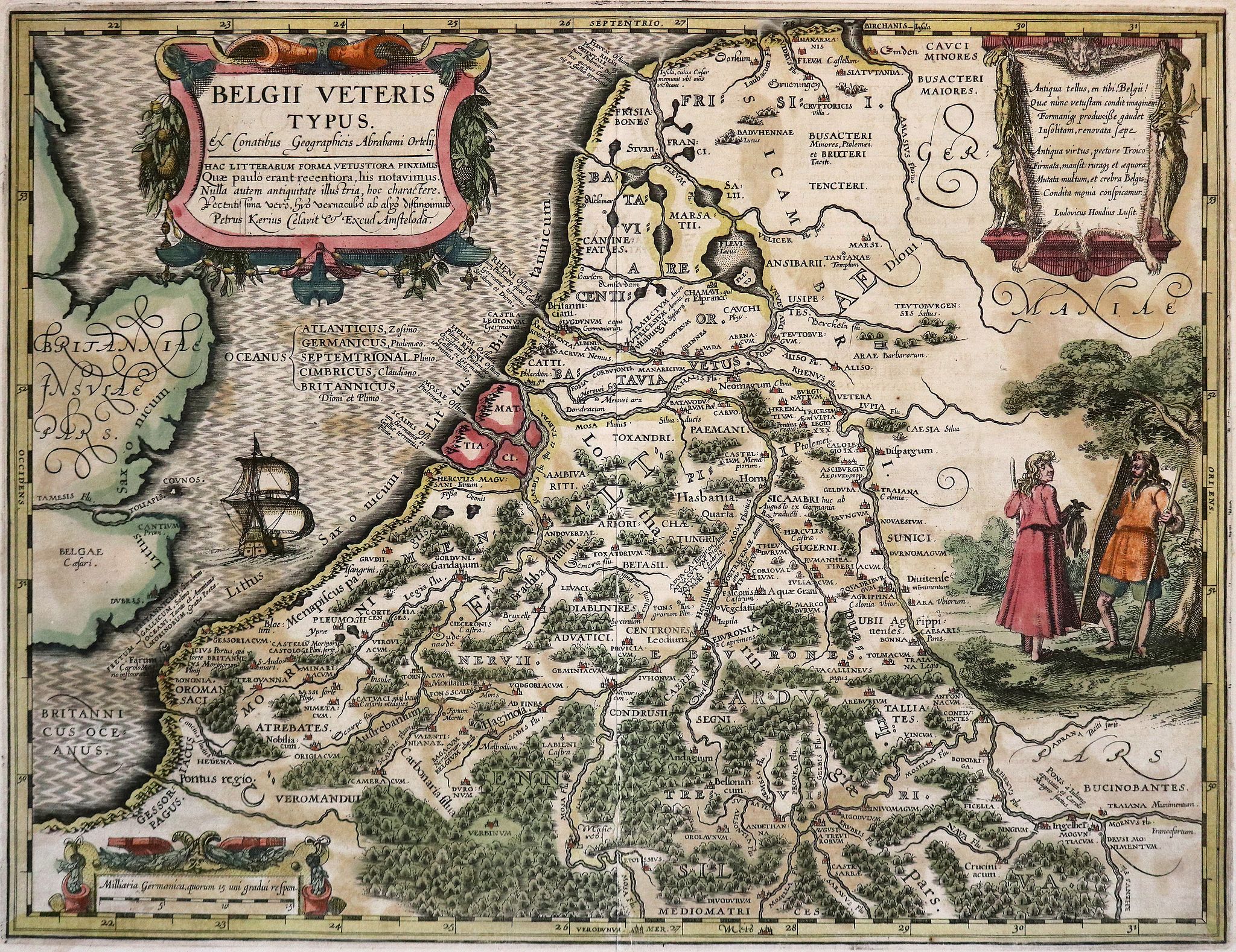 VAN DEN KEERE (KAERIUS), P., Belgii Veteris typus., antique map, old maps