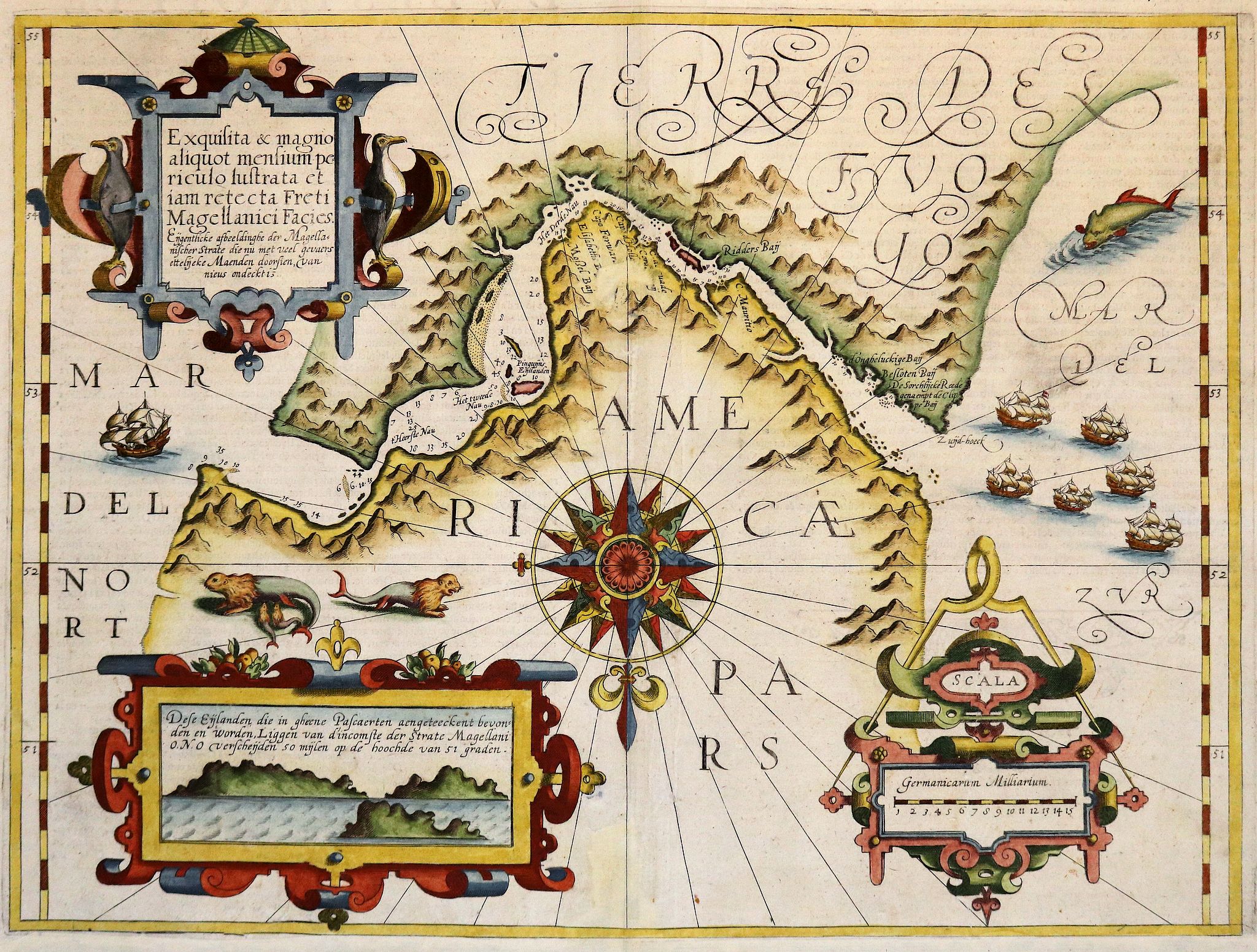 MERCATOR, G. / HONDIUS, J., Exquisita & magno aliquot.. Freti Magellanici.., antique map, old maps