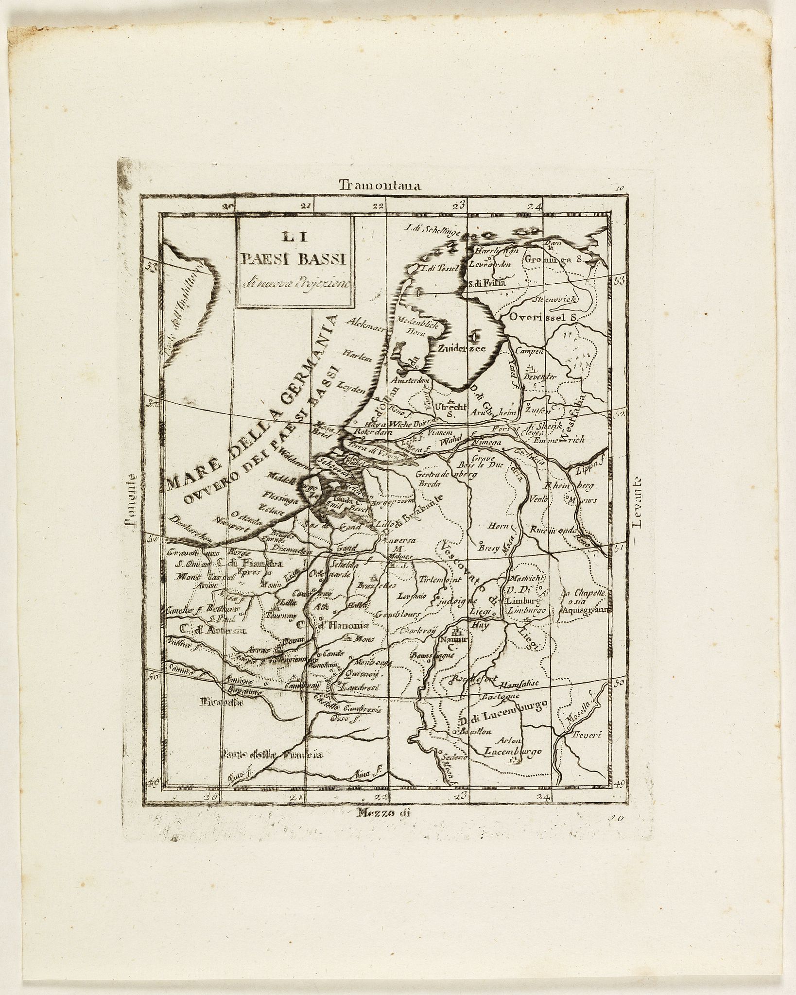 ZEMPEL, G., Li Paesi Bassi di Nuova Projezione., antique map, old maps
