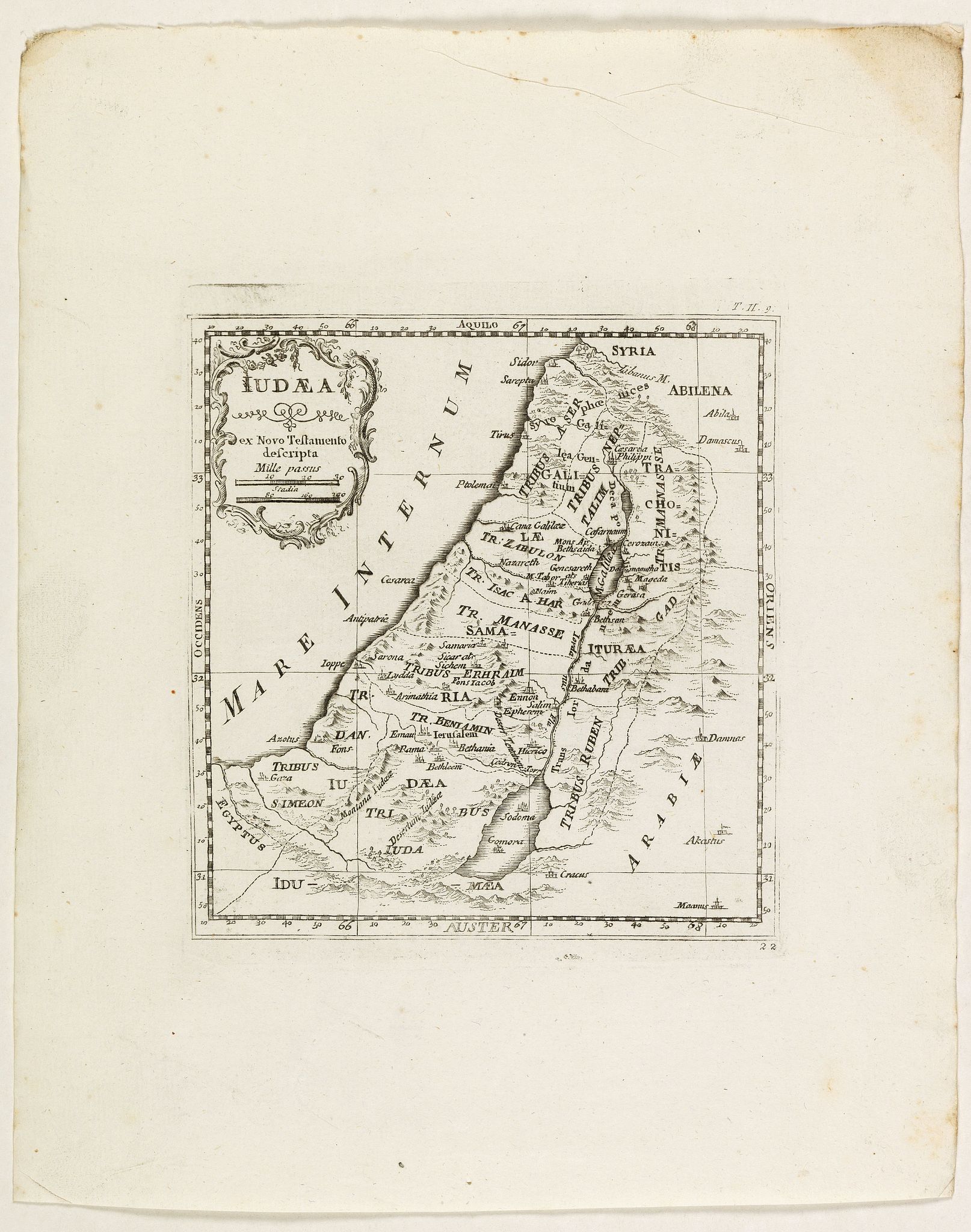 ZEMPEL, G., Iudaea., antique map, old maps