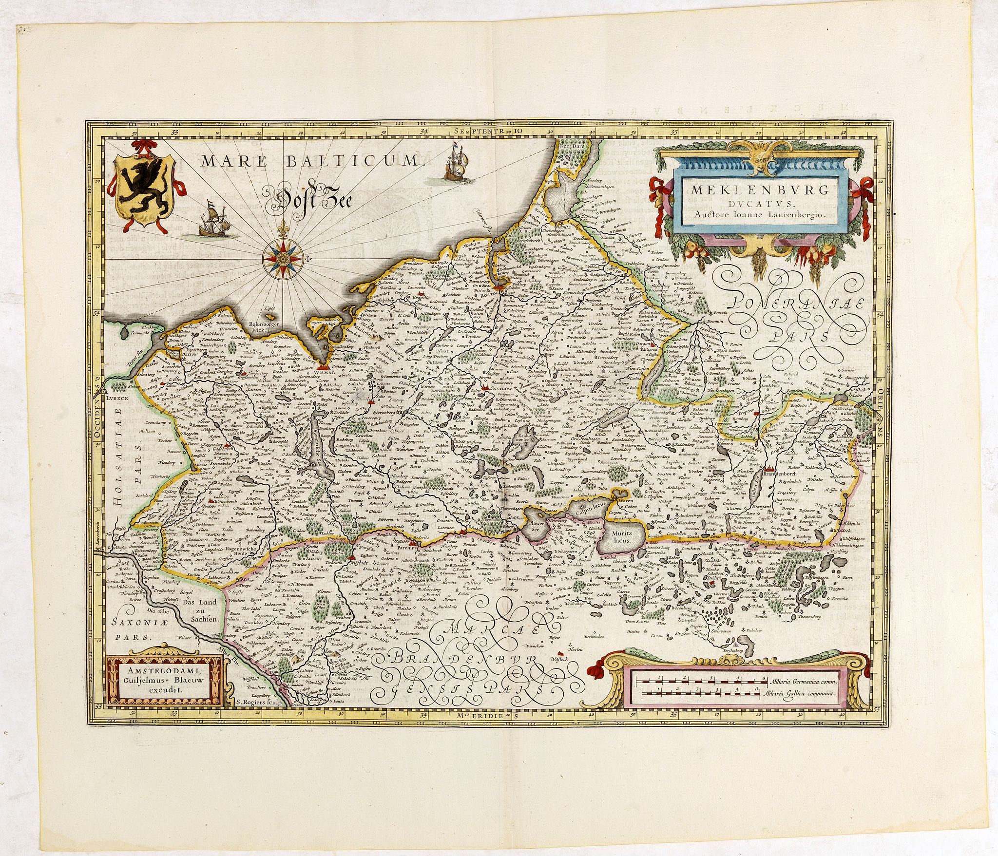 BLAEU, W., Meklenburg Ducatus…, antique map, old maps