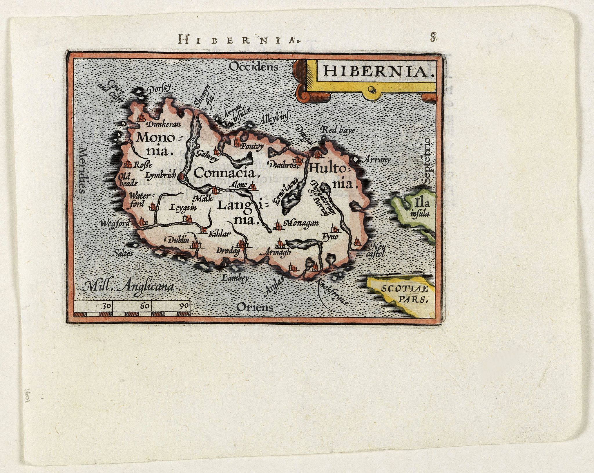 ORTELIUS, A. / COIGNET. M., Hibernia., antique map, old maps