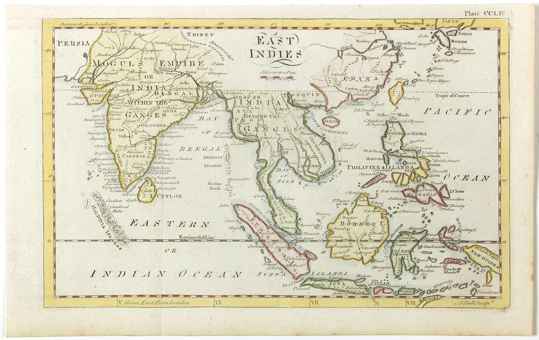 BELL, A., East Indies., antique map, old maps