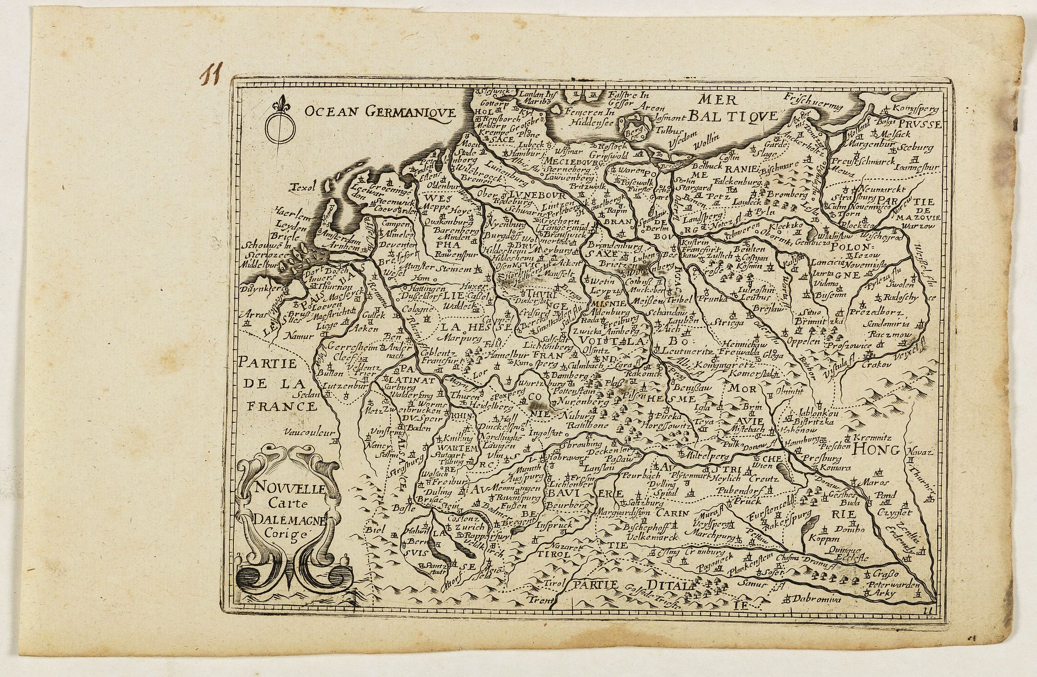 JOLLAIN, G., Nouvelle carte D'alemagne corigé., antique map, old maps