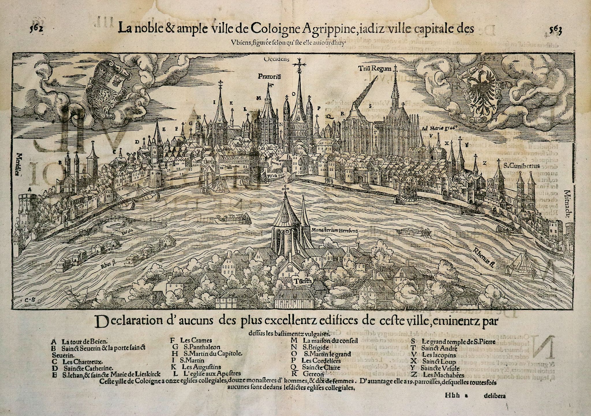 MÜNSTER, S., COLOIGNE AGRIPPINE (COLOGNE), antique map, old maps