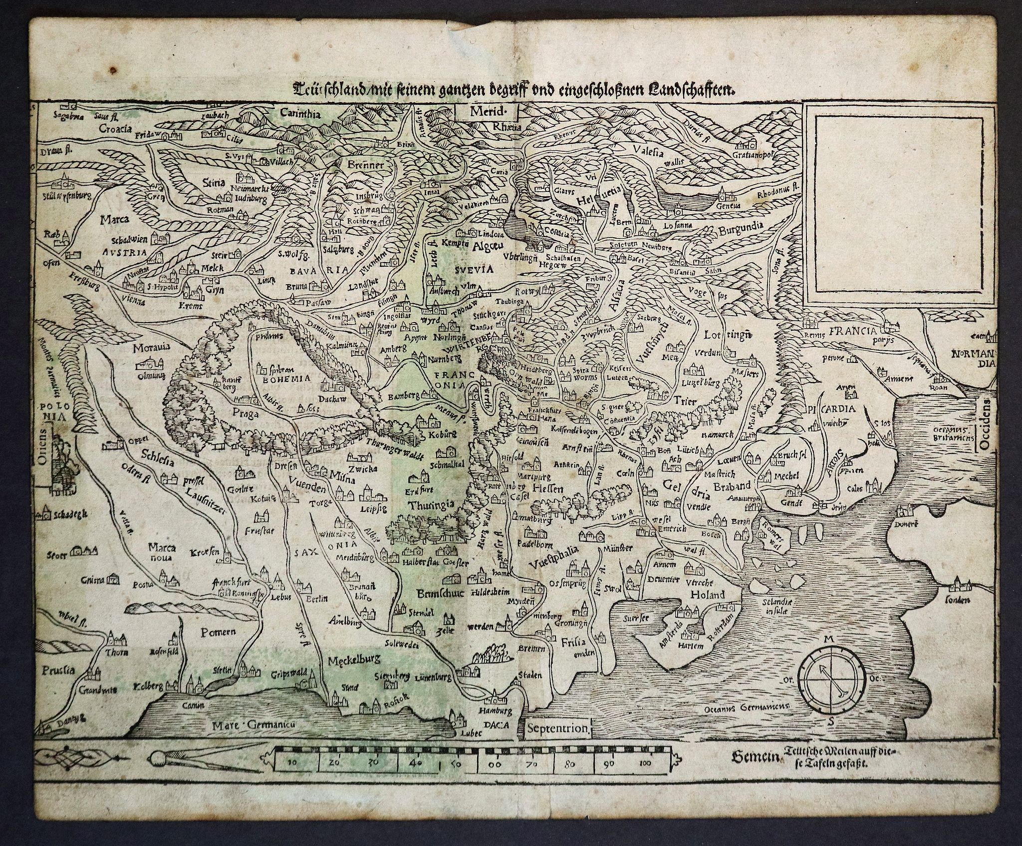 MÜNSTER, S., Teutschland (Germany), antique map, old maps