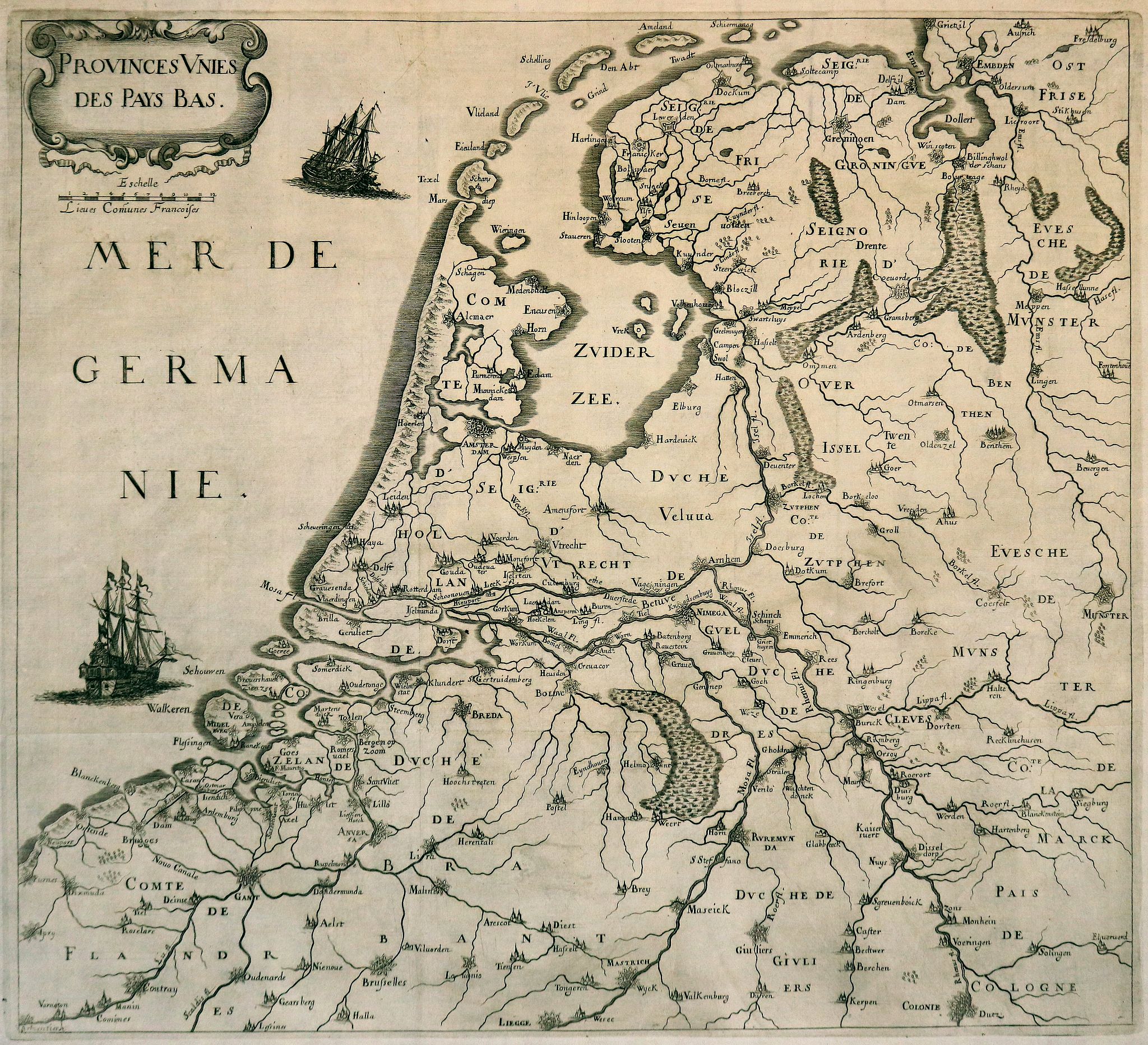 PRIORATO, G., Provinces des Pays-Bas. (The Low Countries), antique map, old maps