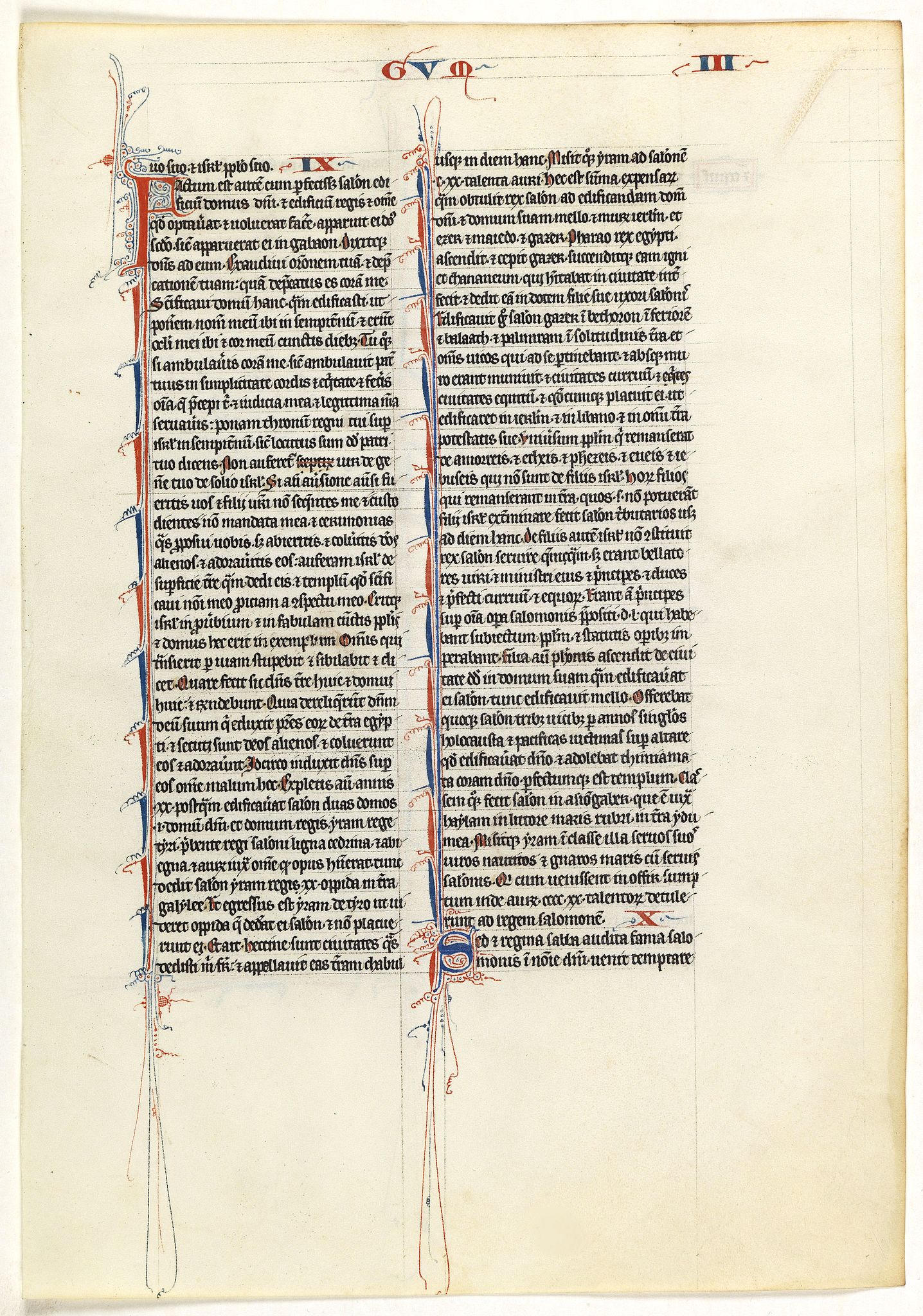 BIBLE, Leaf on vellum from a 13th century manuscript Bible, antique map, old maps