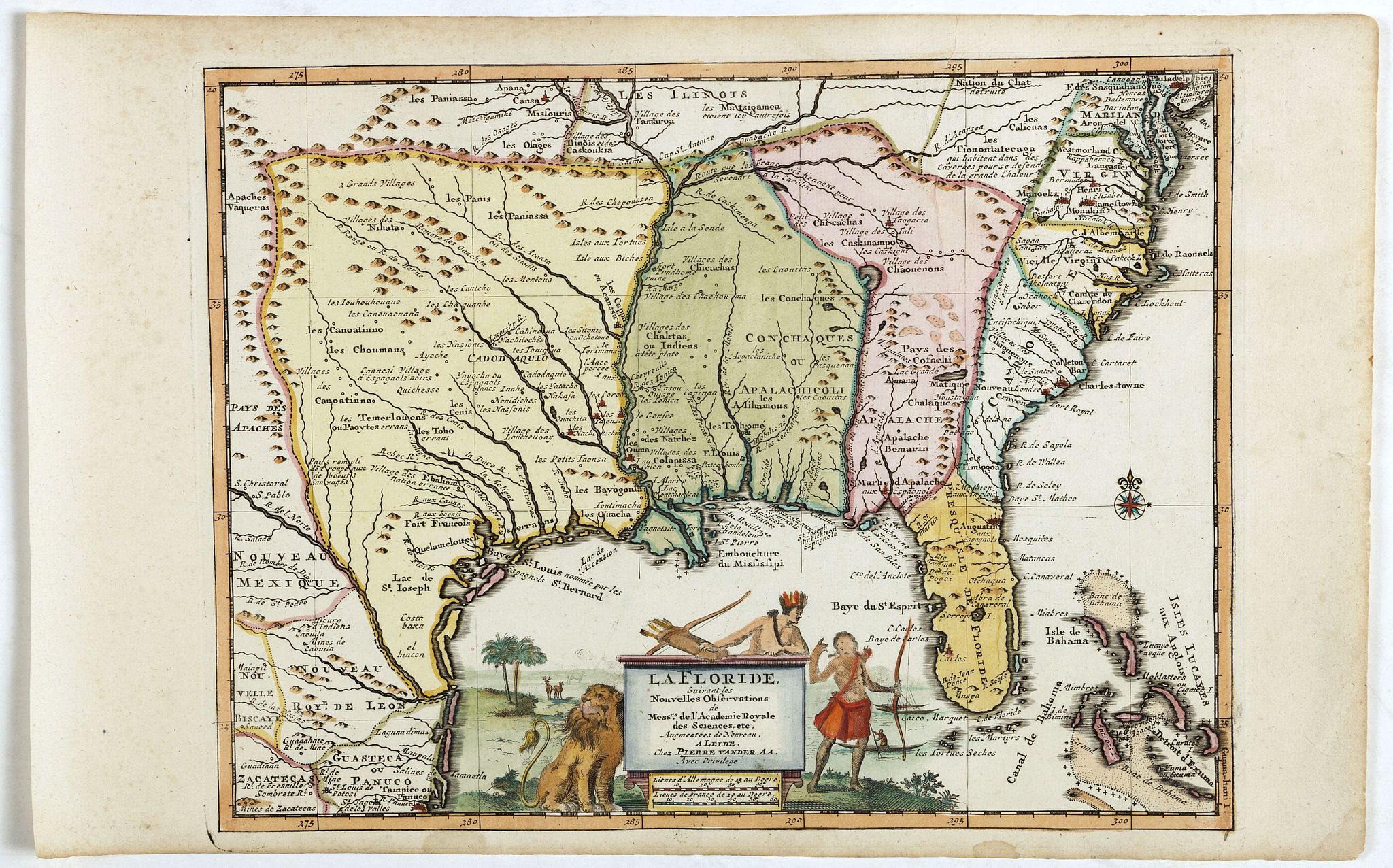 AA, P. van der, La Floride suivant les nouvelles observations…, antique map, old maps
