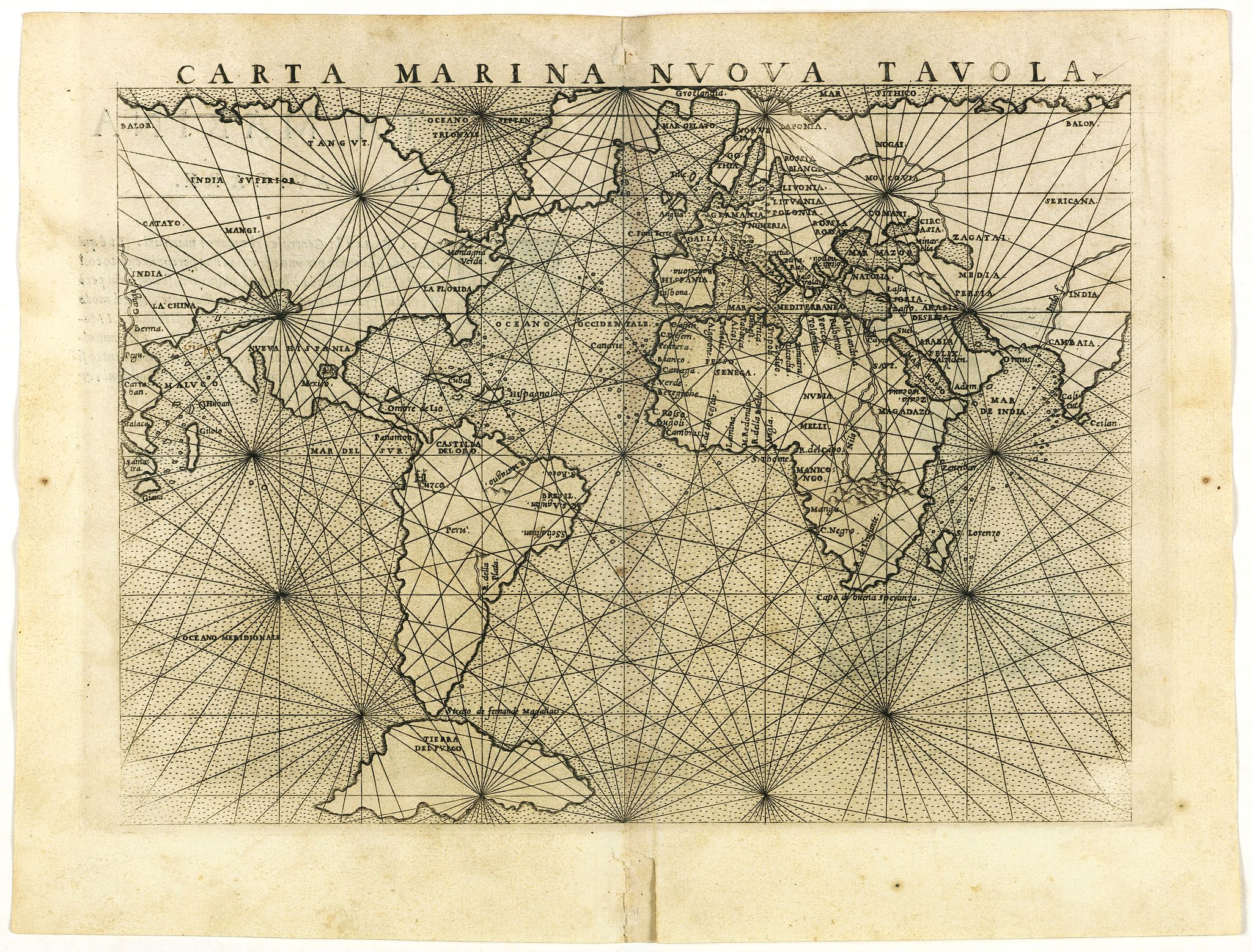 RUSCELLI, G., Carta Marina nuova tavola., antique map, old maps