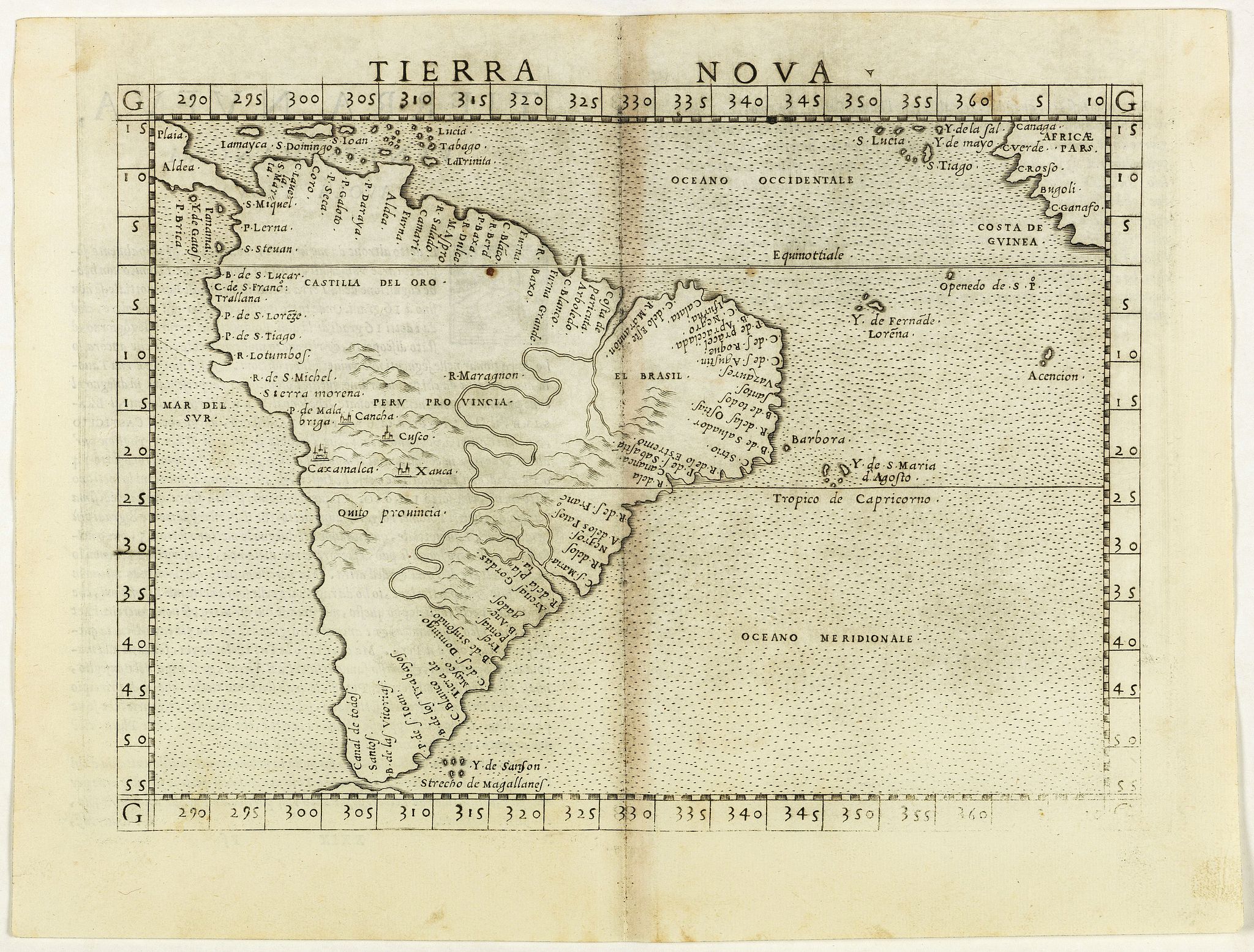 RUSCELLI, G., Tierra Nova., antique map, old maps