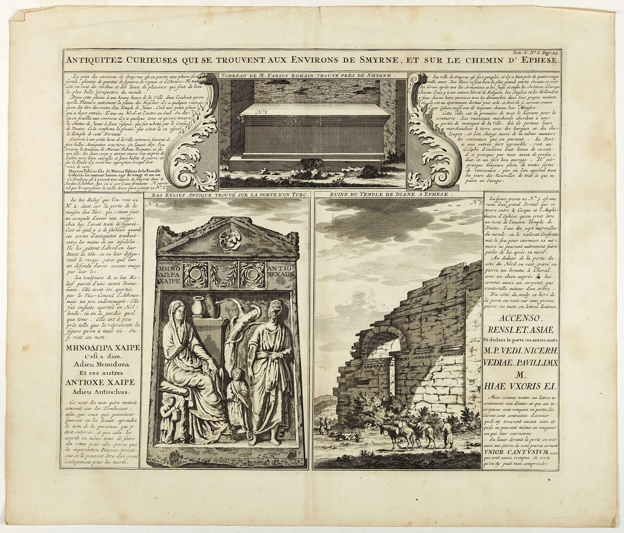 CHATELAIN, H., Antiquez curieuses qui se trouvent aux environs de Smyrne, et sur le chemin d'Ephese., antique map, old maps