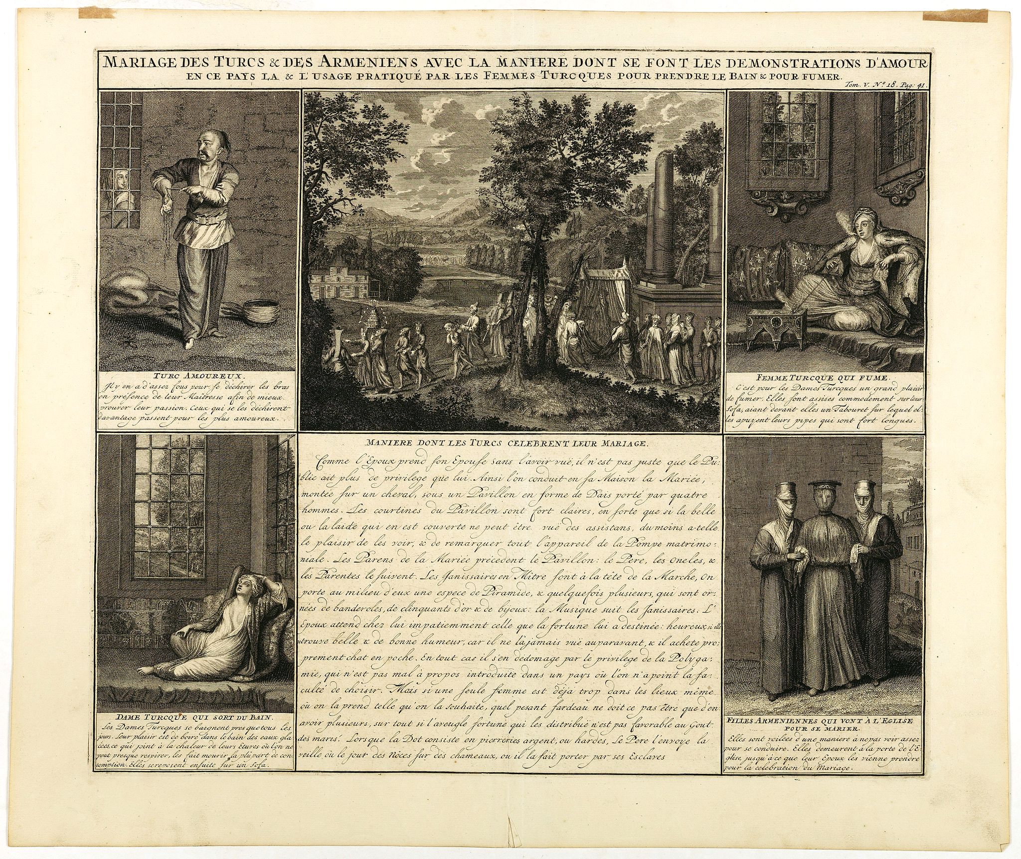 CHATELAIN, H., Mariage des Turcs & des Armeniens, avec la ma niere dont se font les demonstrations d'amour . . ., antique map, old maps