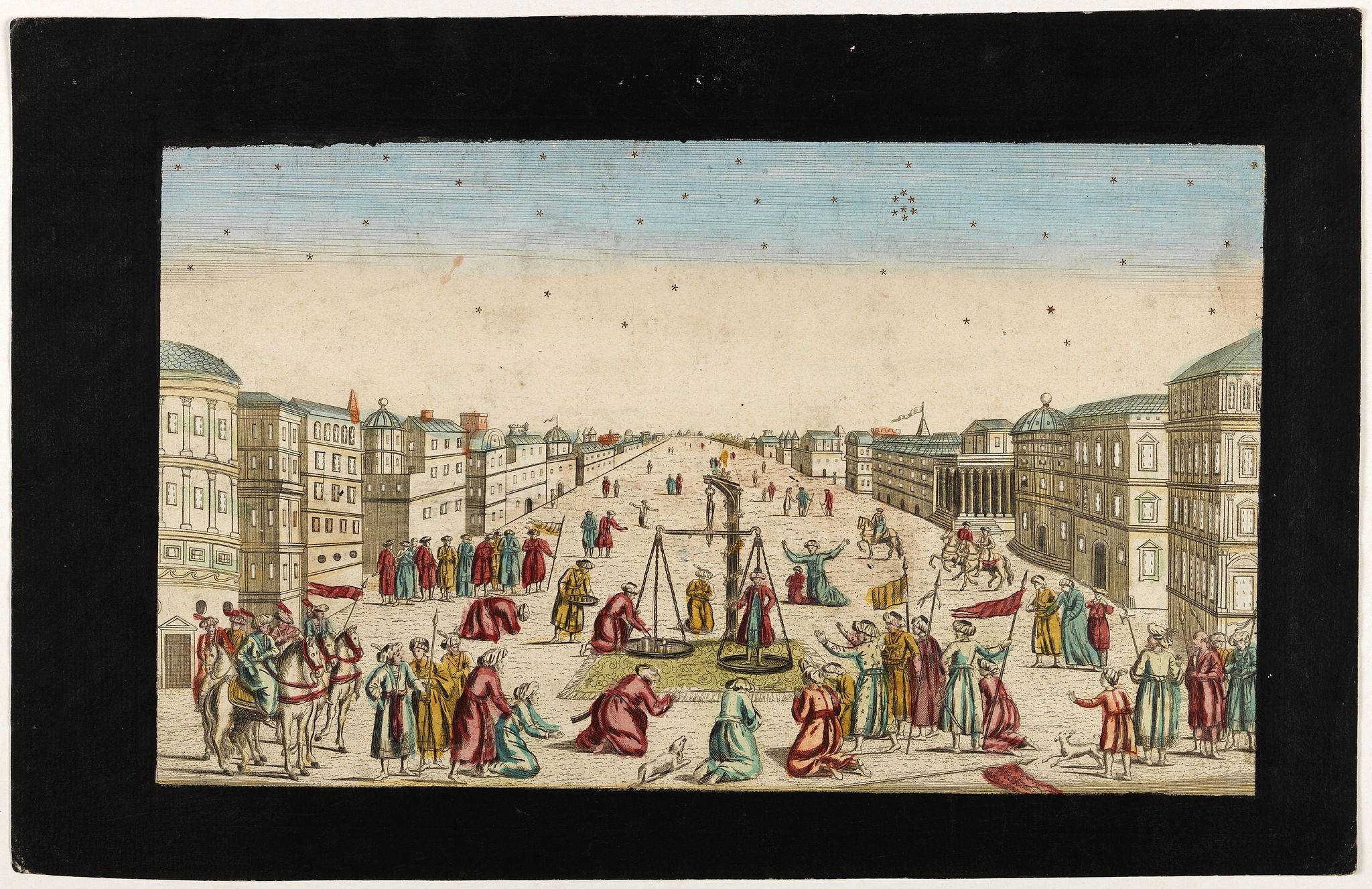 PROBST, G.B., Imaginary view of a square with Muslims festival., antique map, old maps