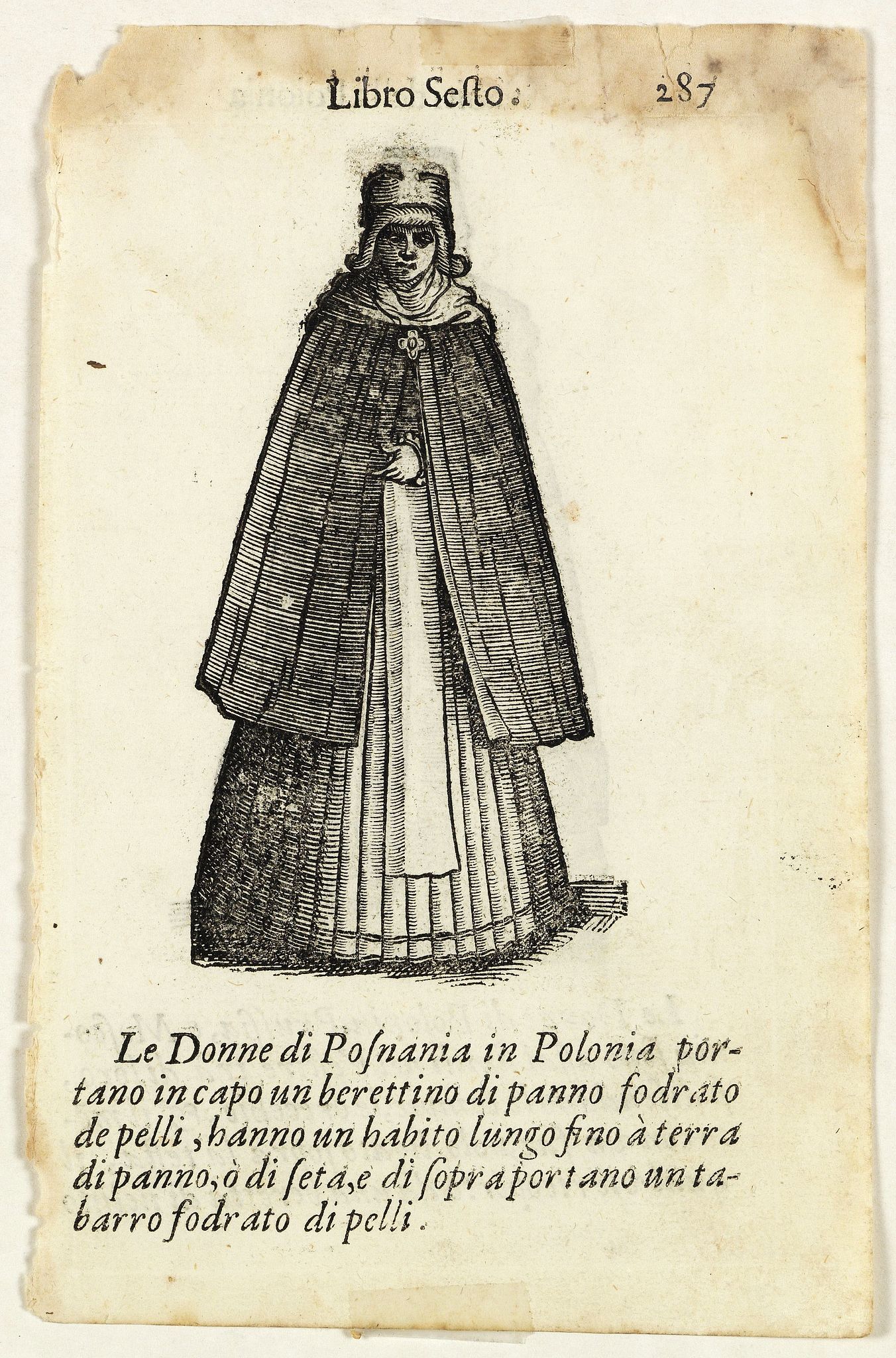 VECELLIO, C., Libro Sesto - Le Donne di Posnania in Polonia . . . (double sided page), antique map, old maps
