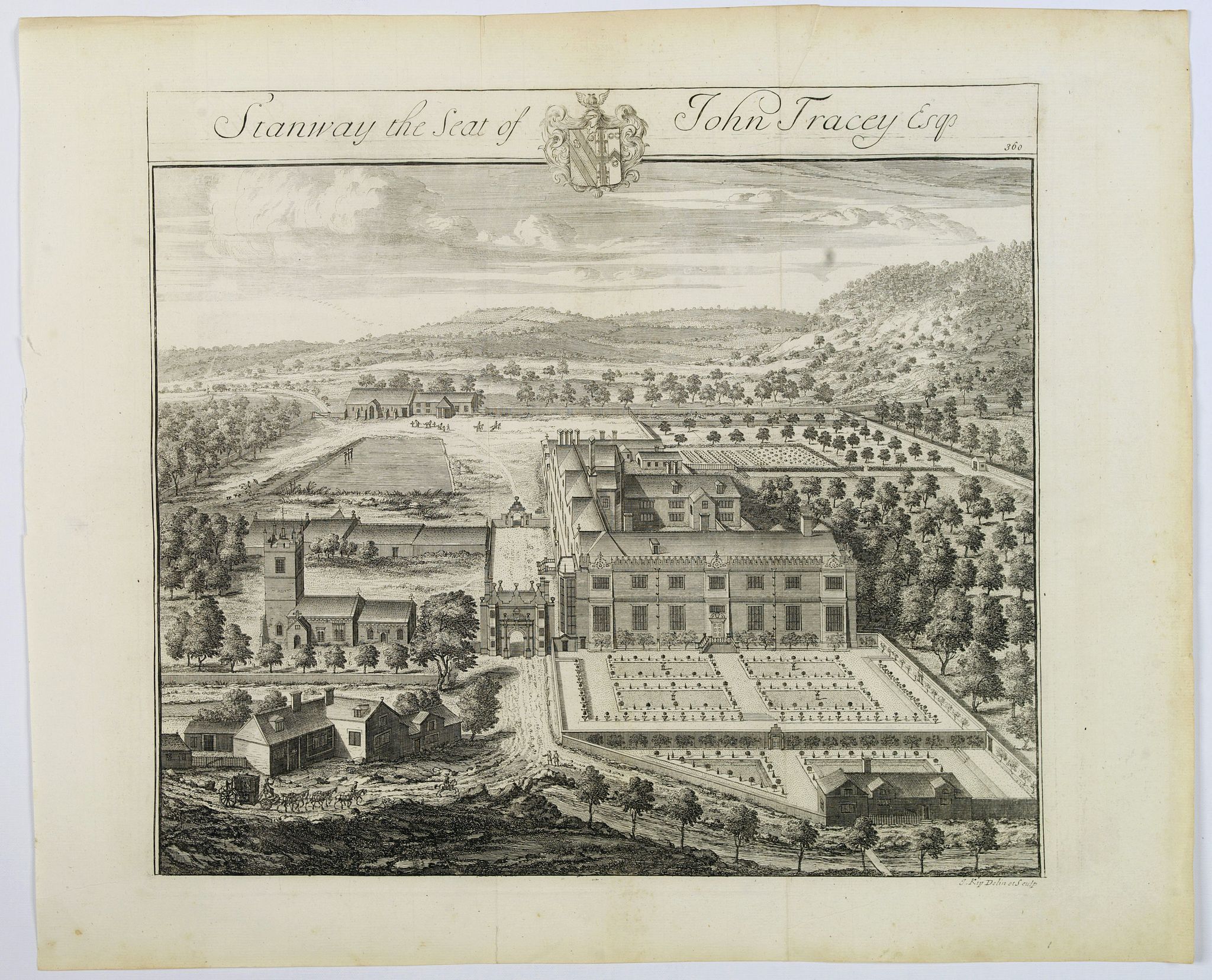 KIP, Johannes., Stanway, the Seat of John Tracey Esq / Didmartin, the Seat of Robert Codrington Esq., antique map, old maps