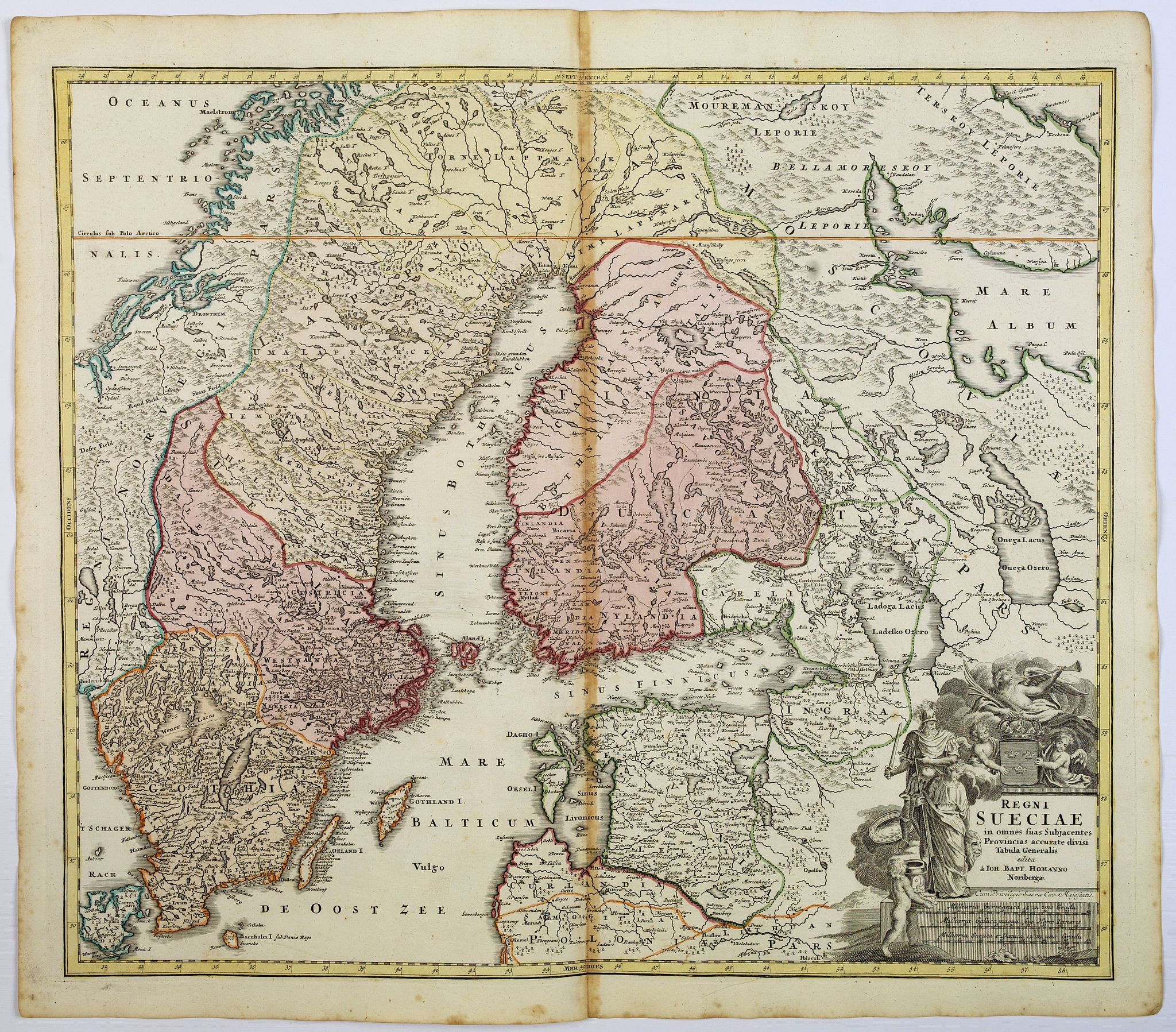 HOMANN, J.B., Regni Sueciae. . ., antique map, old maps