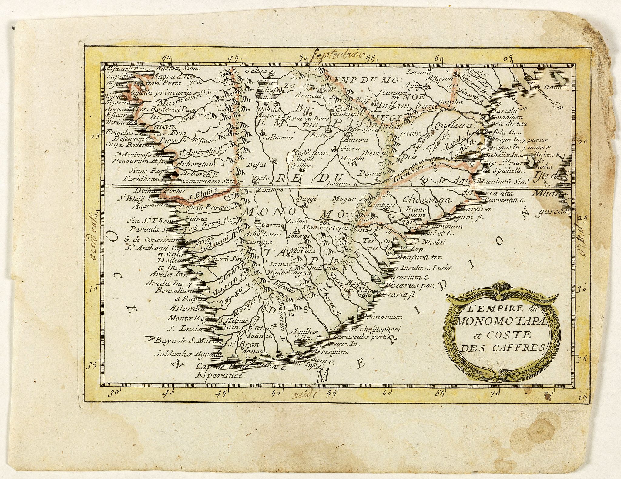 PICART, Nicolas / DUVAL, Pierre., L'Empire du Monomotapa et coste des Caffres. (15)., antique map, old maps