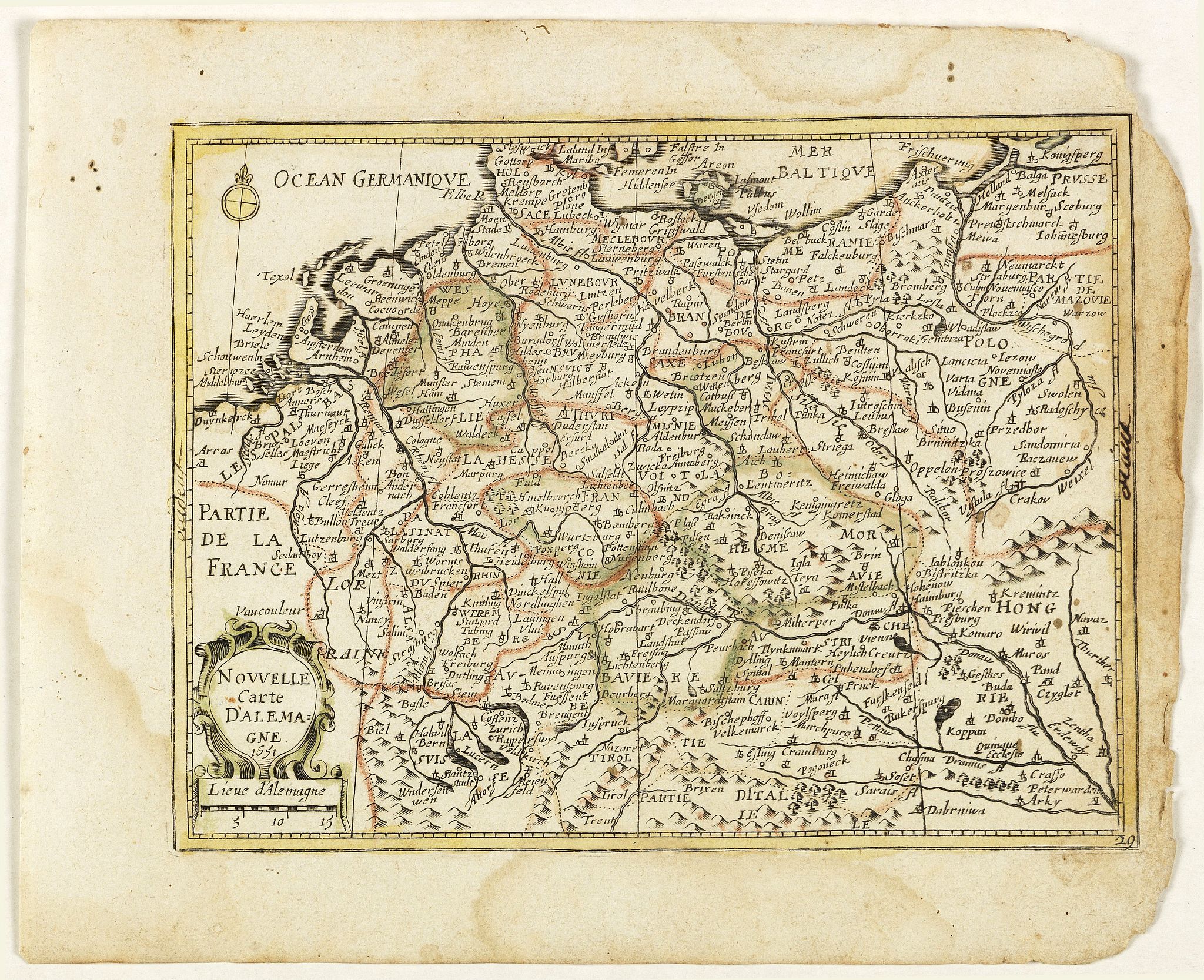PICART, Nicolas / DUVAL, Pierre., Nouvelle Carte d'Allemagne 1651. (29)., antique map, old maps
