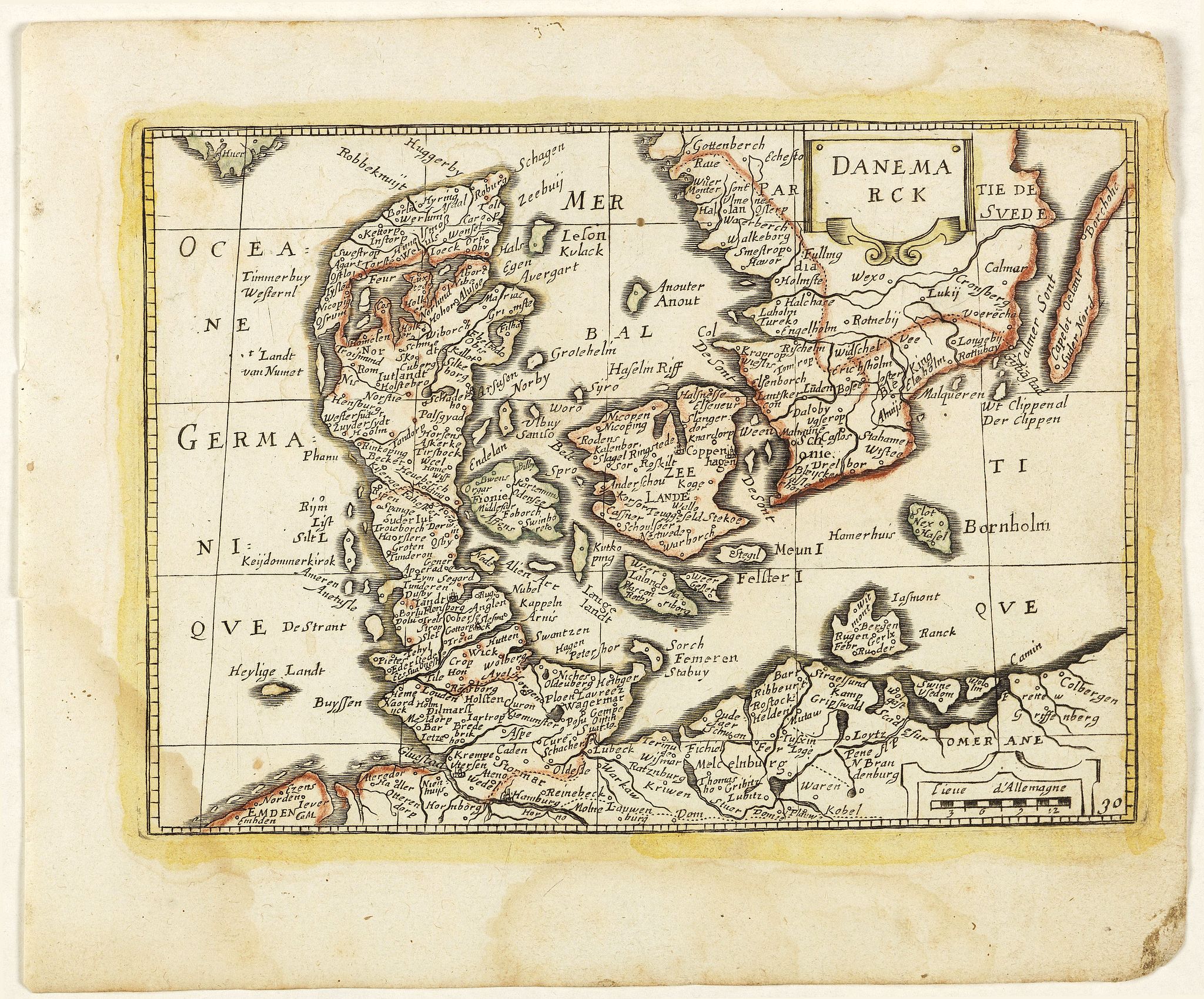 PICART, Nicolas / DUVAL, Pierre., Danmarck. (30)., antique map, old maps