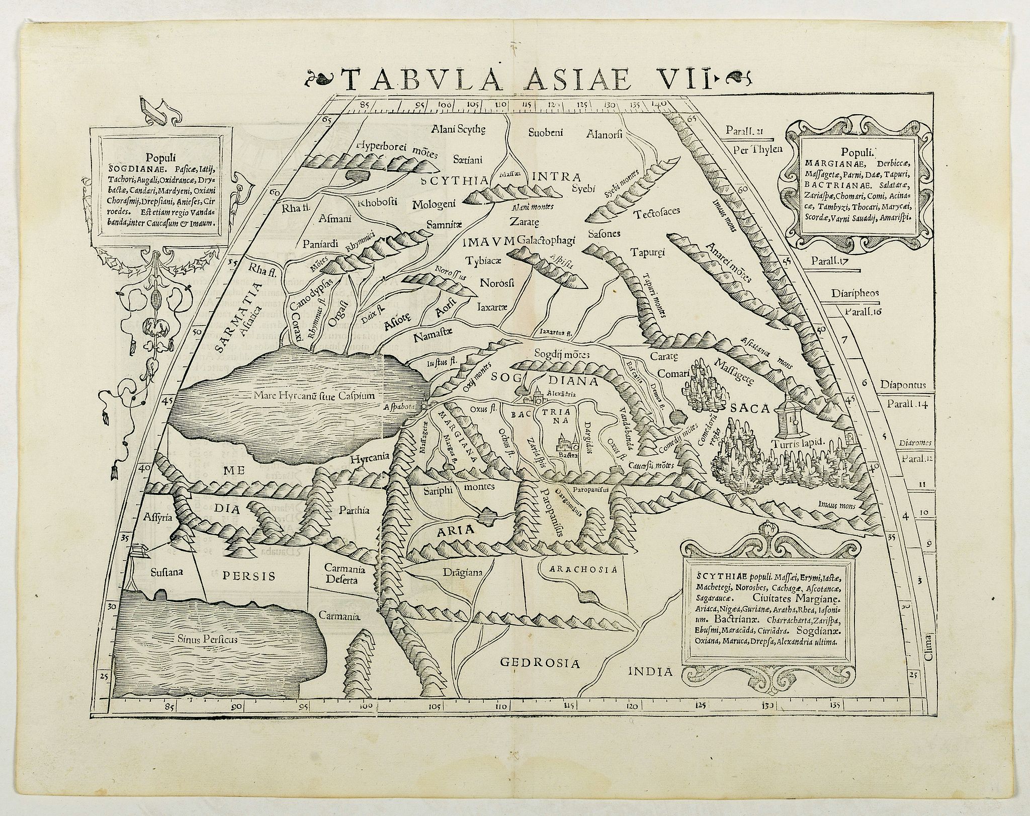 MÜNSTER, S., Tabula Asiae VII (Central Asia and Russia), antique map, old maps