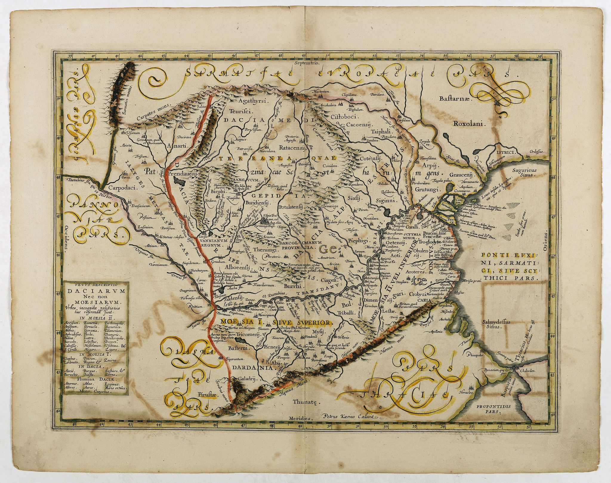 JANSSONIUS, J., Vetus Descriptio Daciarum Nec non Moesiarum., antique map, old maps