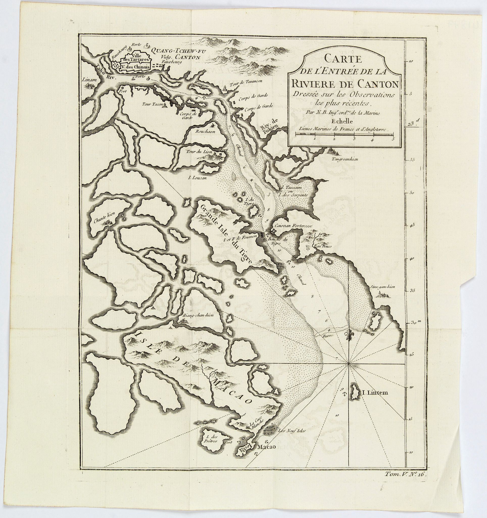 BELLIN, J.N., Carte de l'entrée de la Riviere de Canton. . ., antique map, old maps