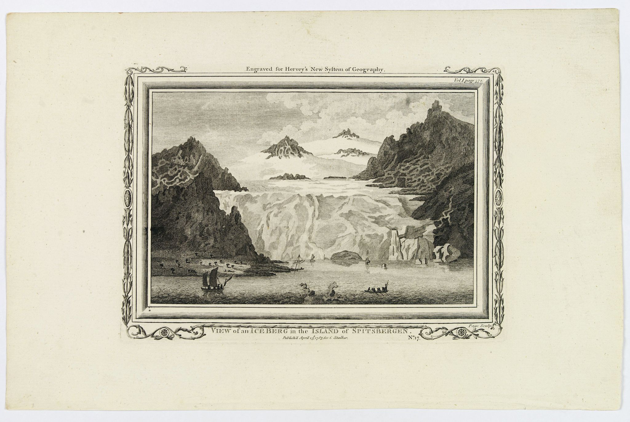 STALKER, C., View of an Iceberg in the Island of Spitsbergen., antique map, old maps