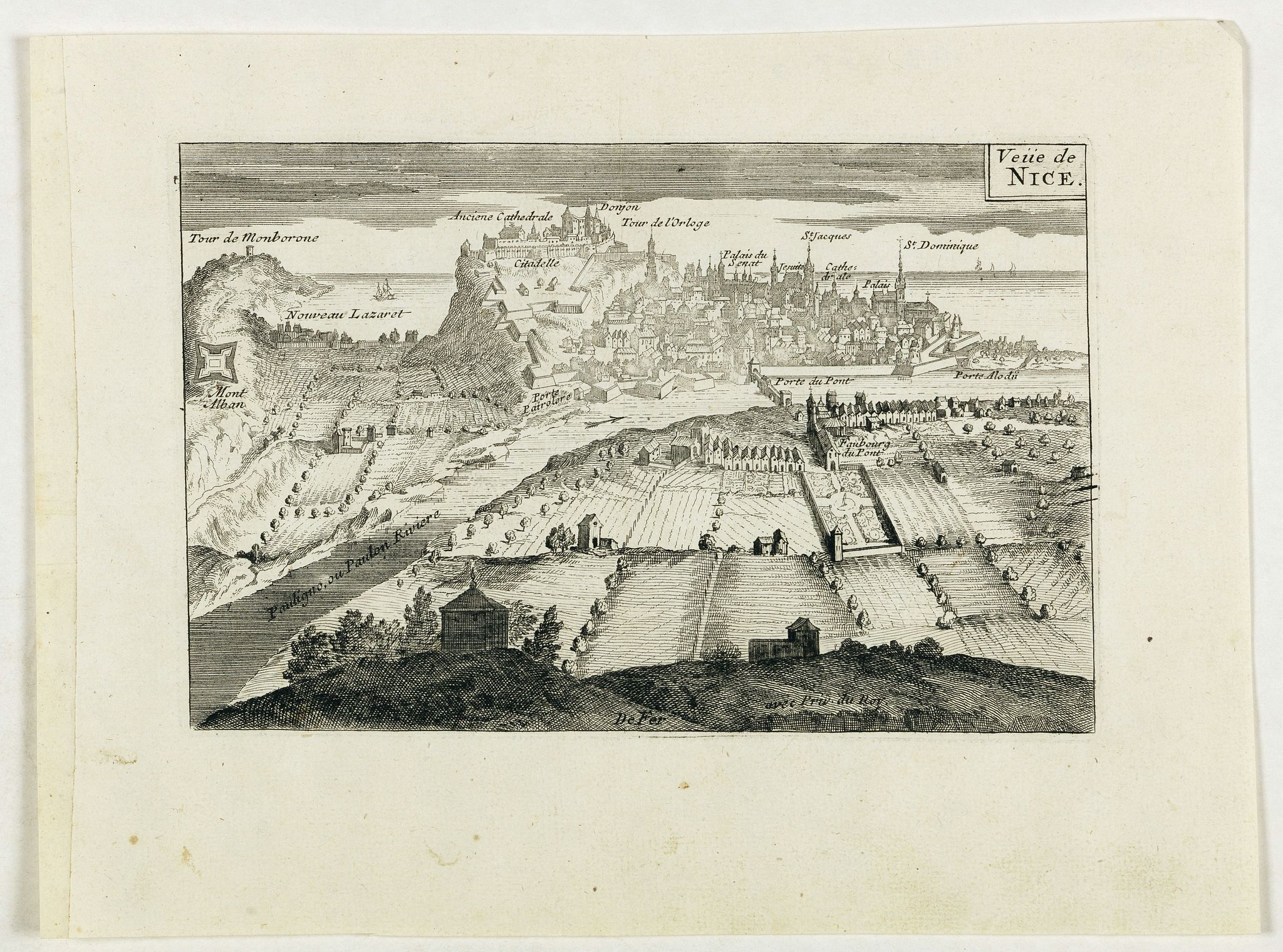 DE FER, N., Veüe de Nice., antique map, old maps